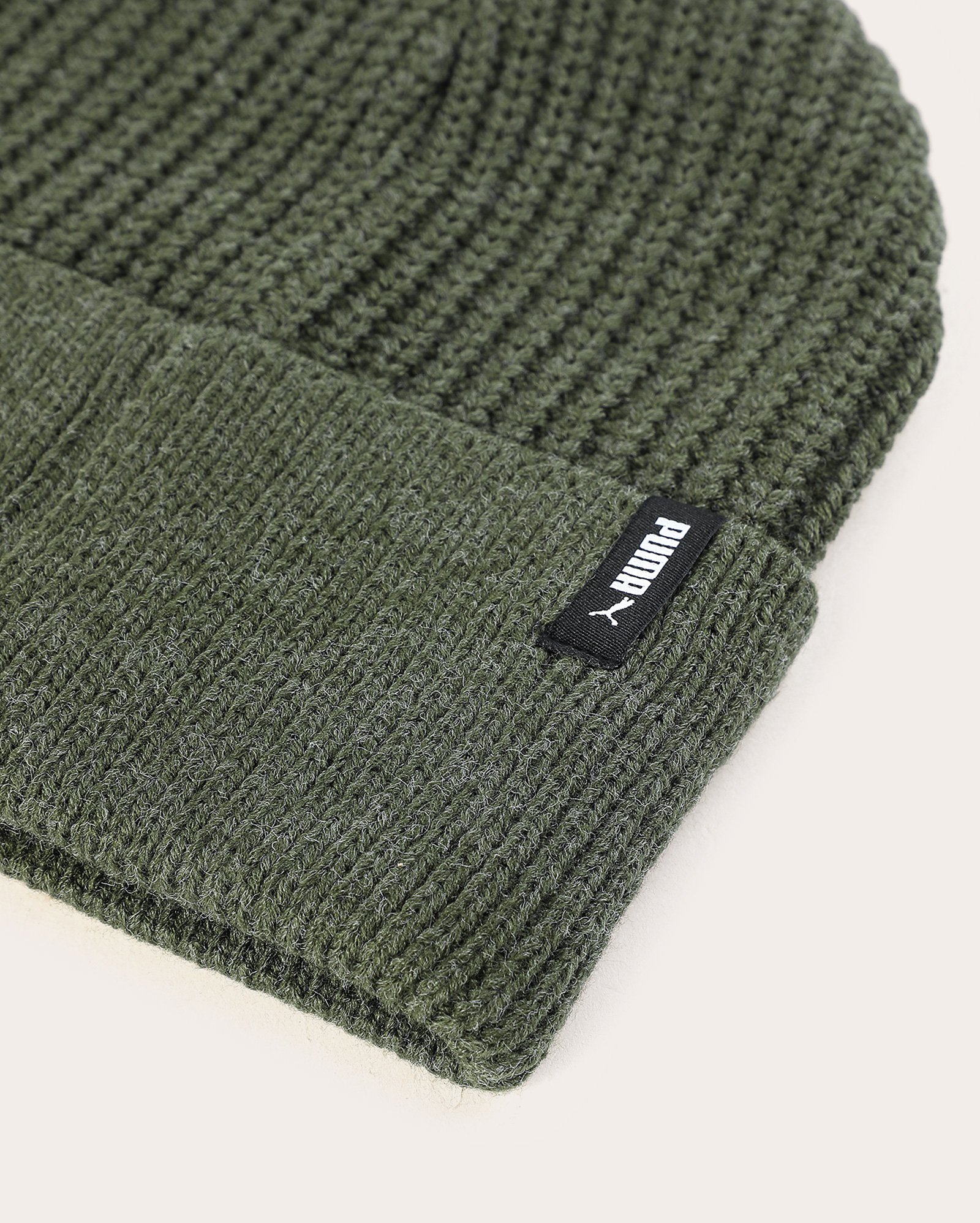 Touca masculina de tricot canelada verde | Puma