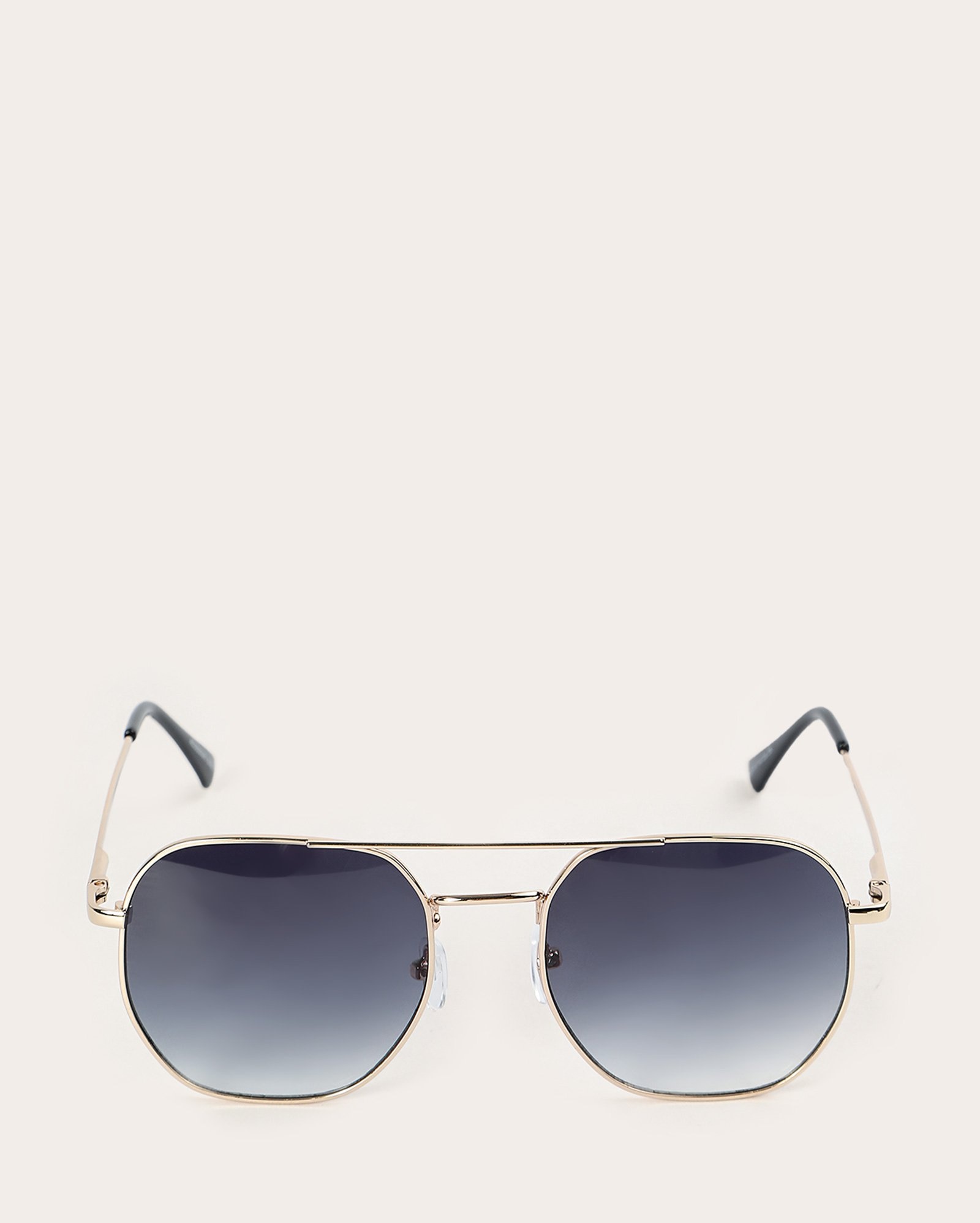 Óculos de sol feminino aviador hexagonal em metal - dourado