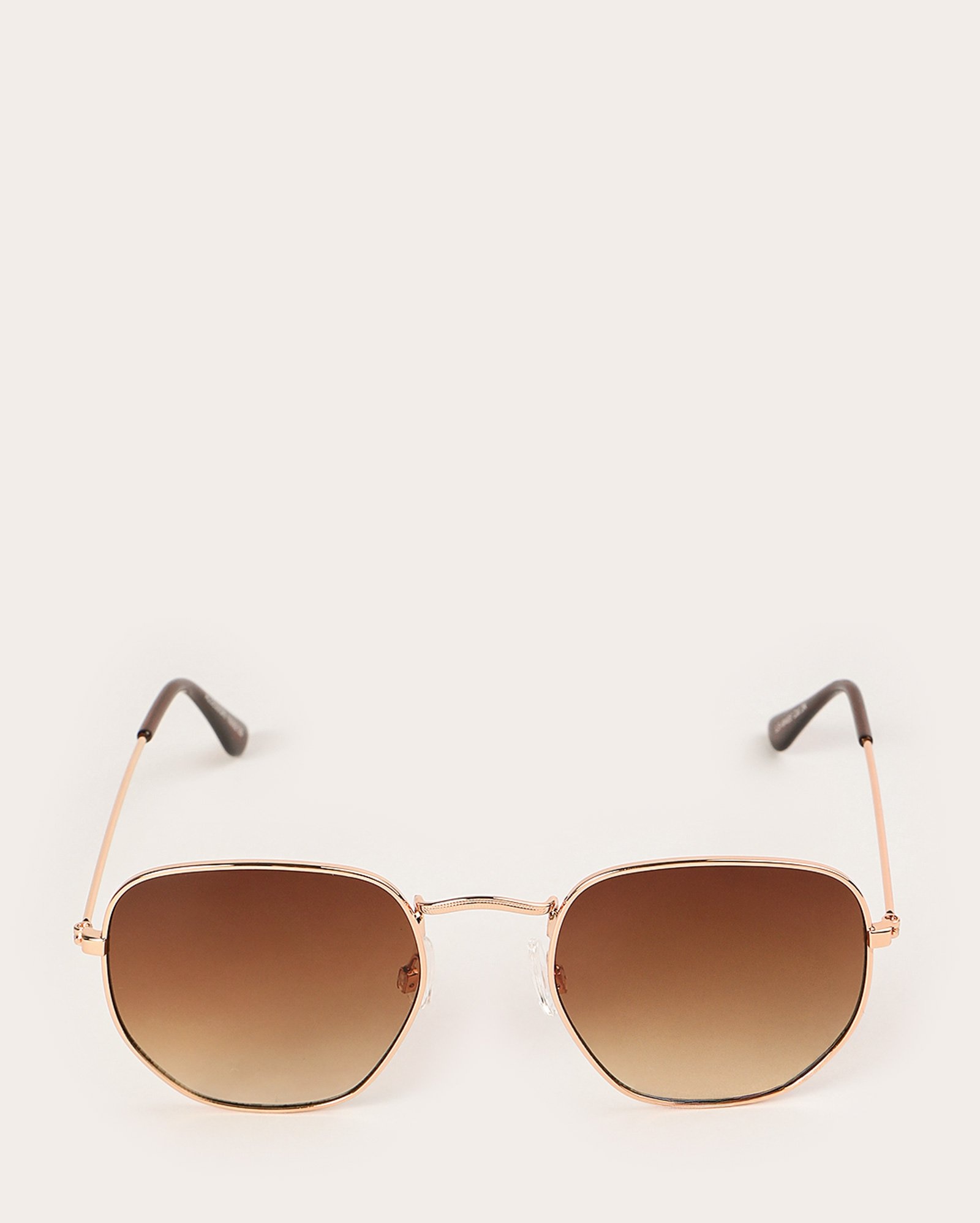 Óculos de sol masculino hexagonal - dourado