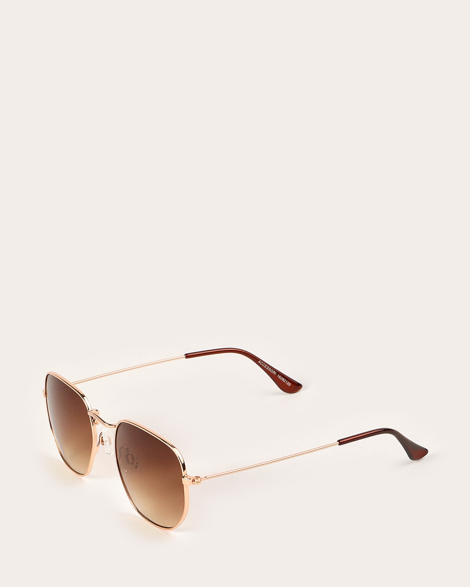 Óculos de sol masculino hexagonal - dourado