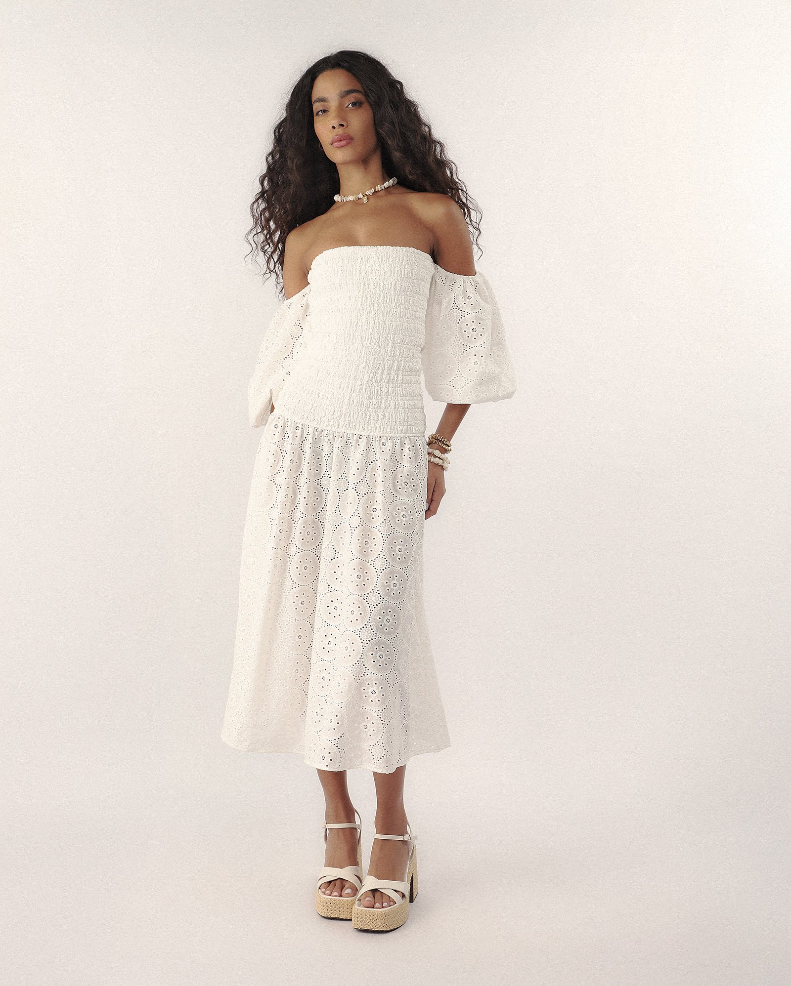 Vestido em laise Helô Rocha - branco