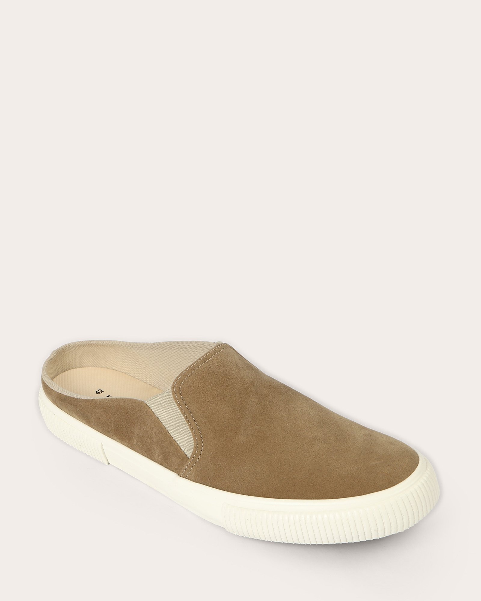 Tênis masculino slip on orlado camurça bege