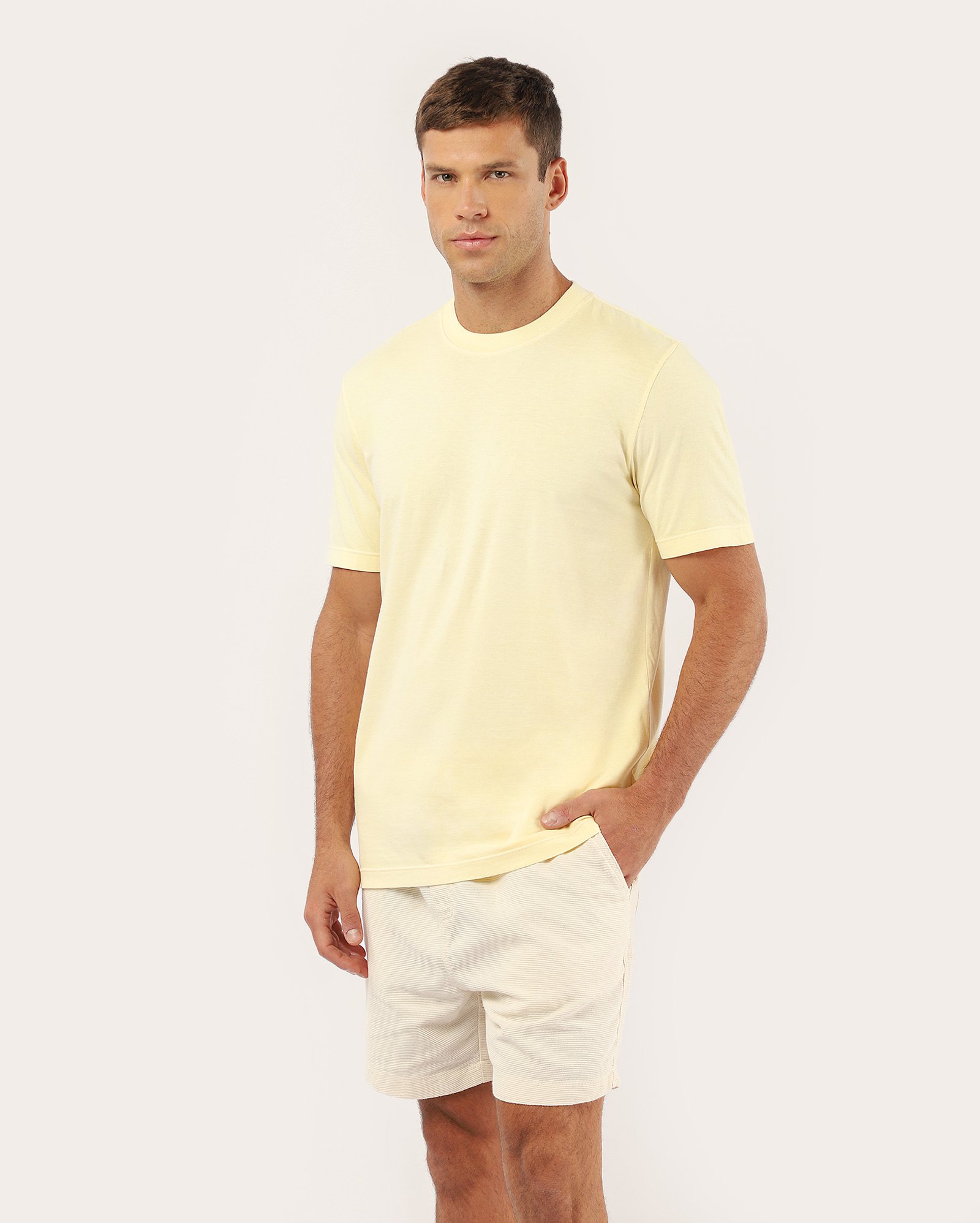Camiseta masculina regular estonada - Amarelo
