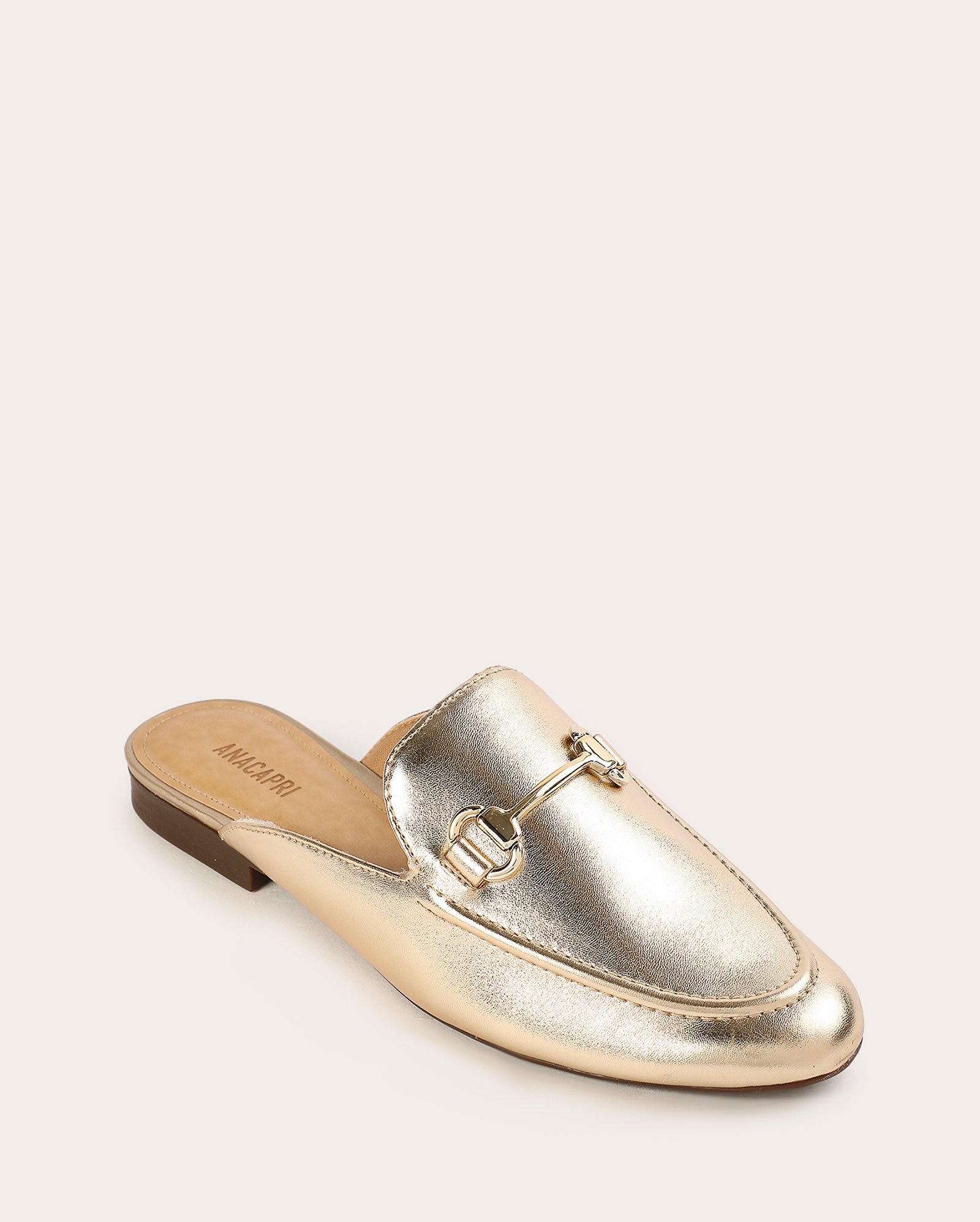 Sapato mule feminino com bridão - Dourado | Anacapri