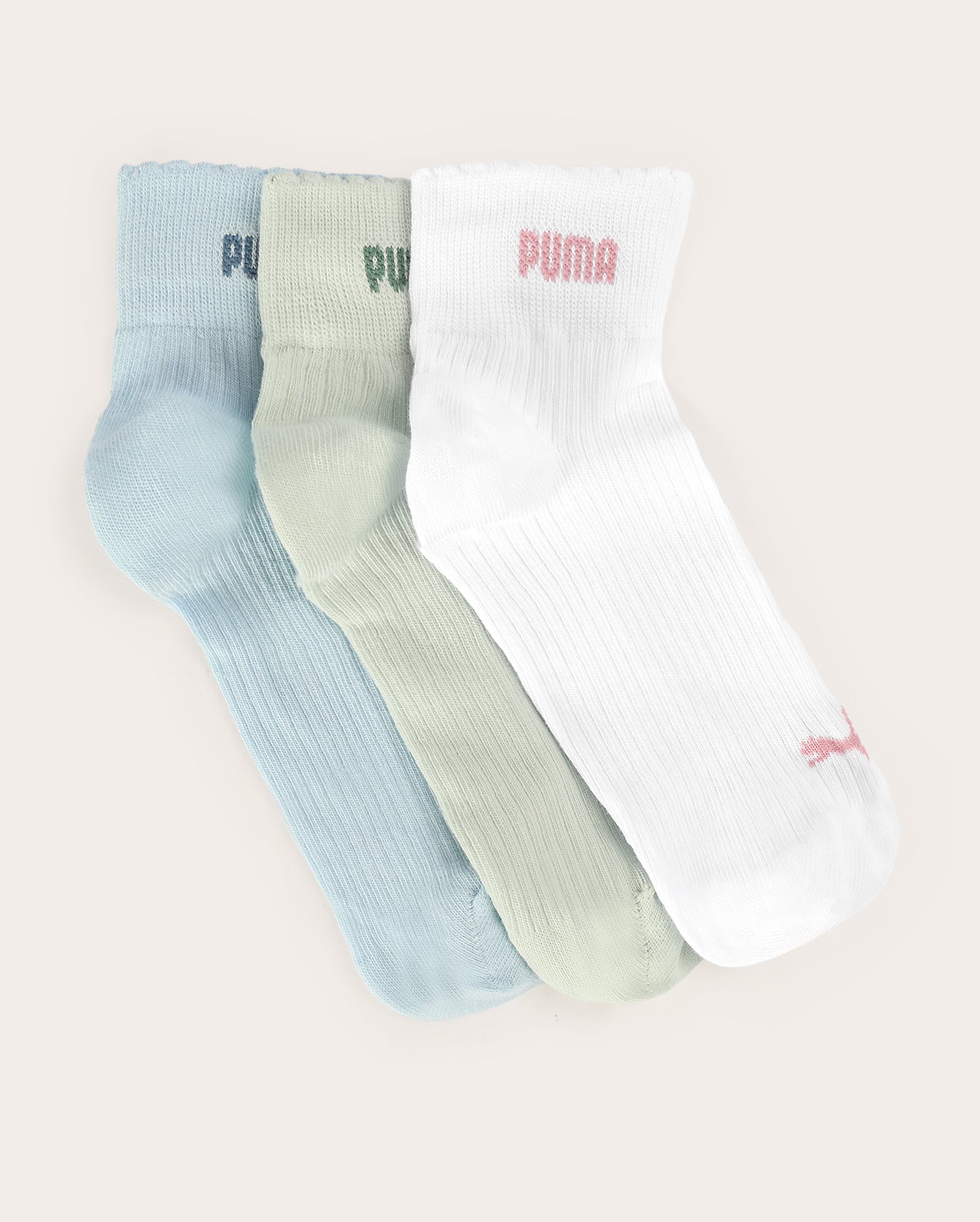 Kit meia feminina 3 pares cano médio canelada - multicor | Puma