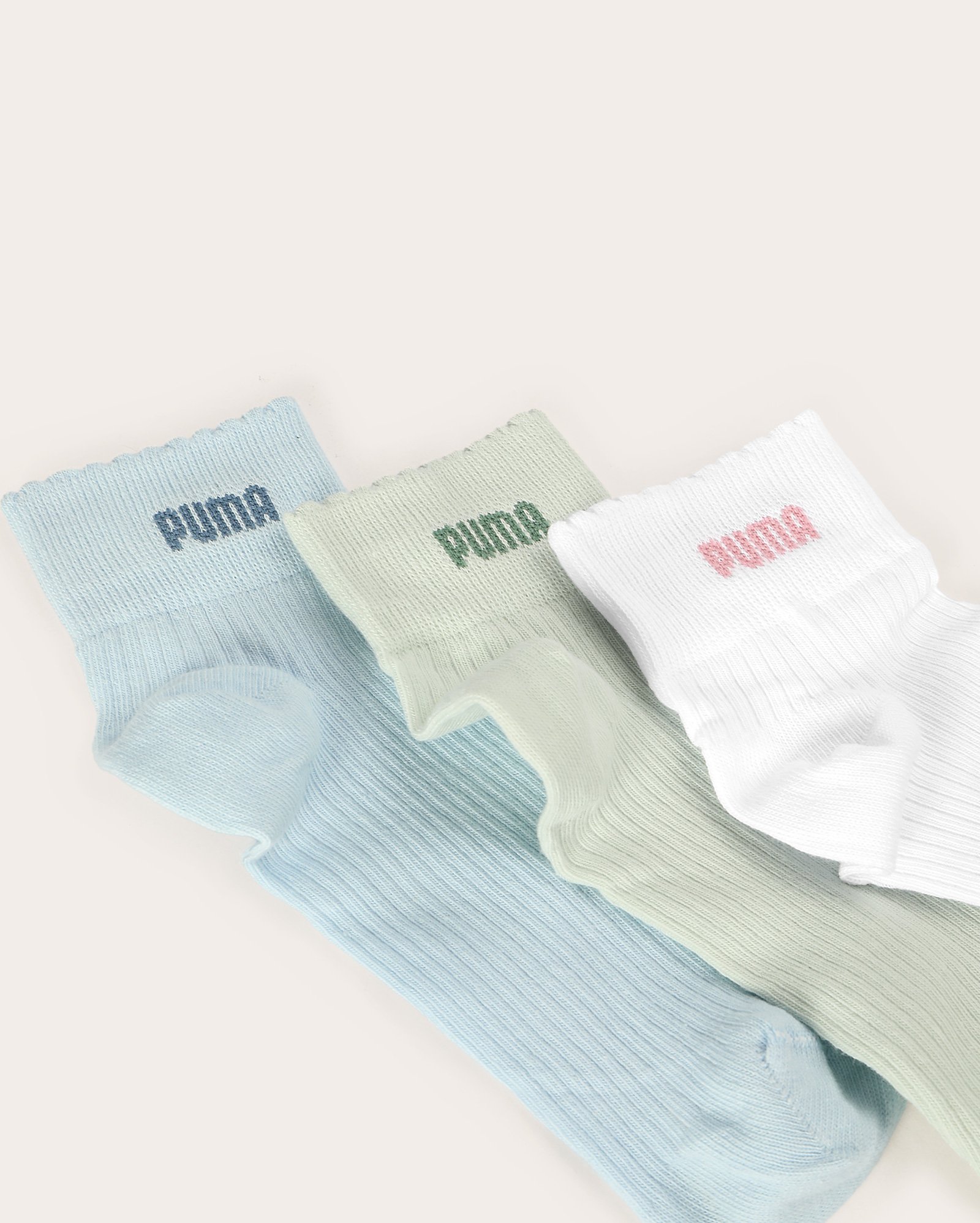 Kit meia feminina 3 pares cano médio canelada - multicor | Puma