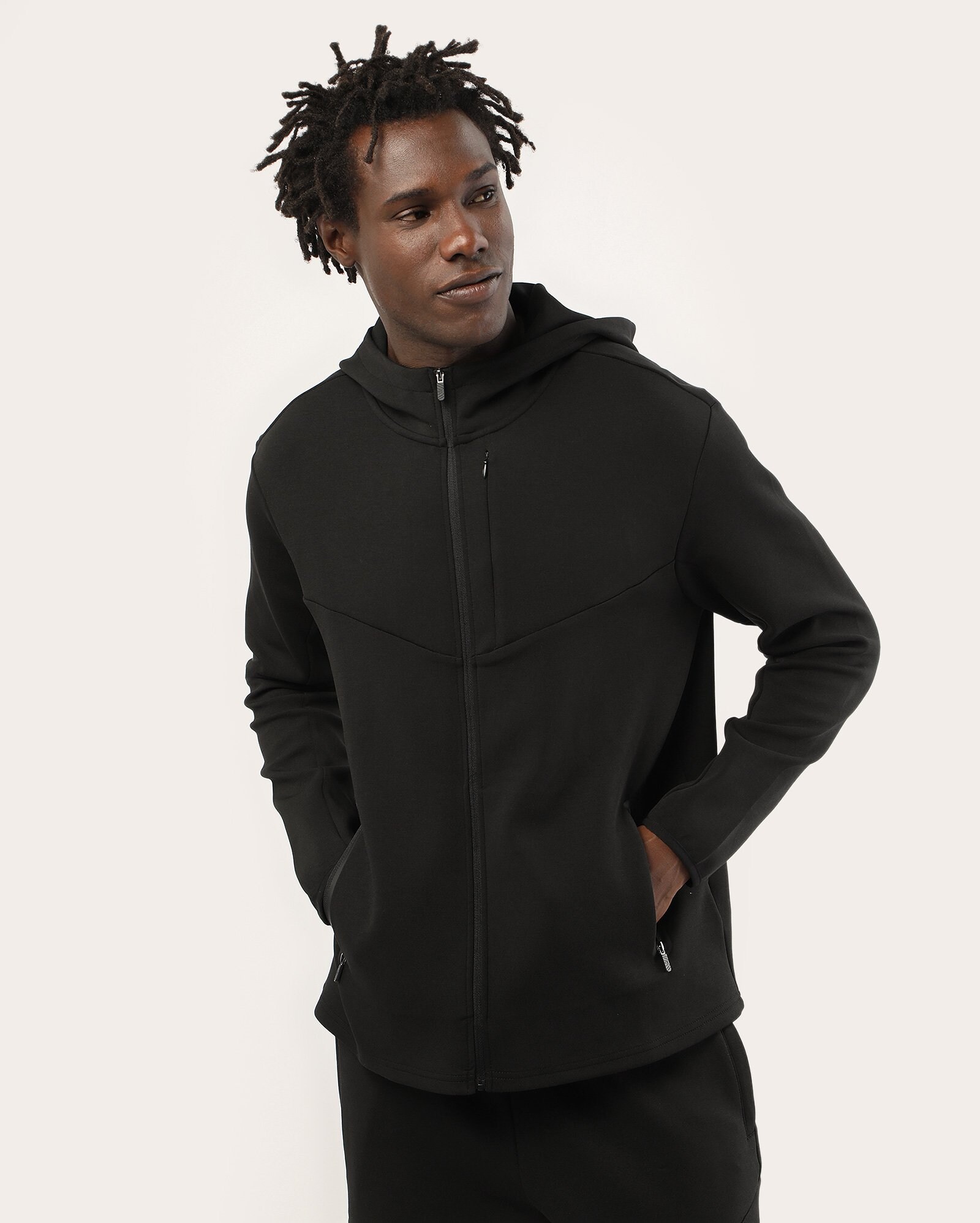 Jaqueta esportiva masculina malha com recorte - preta | Body Work