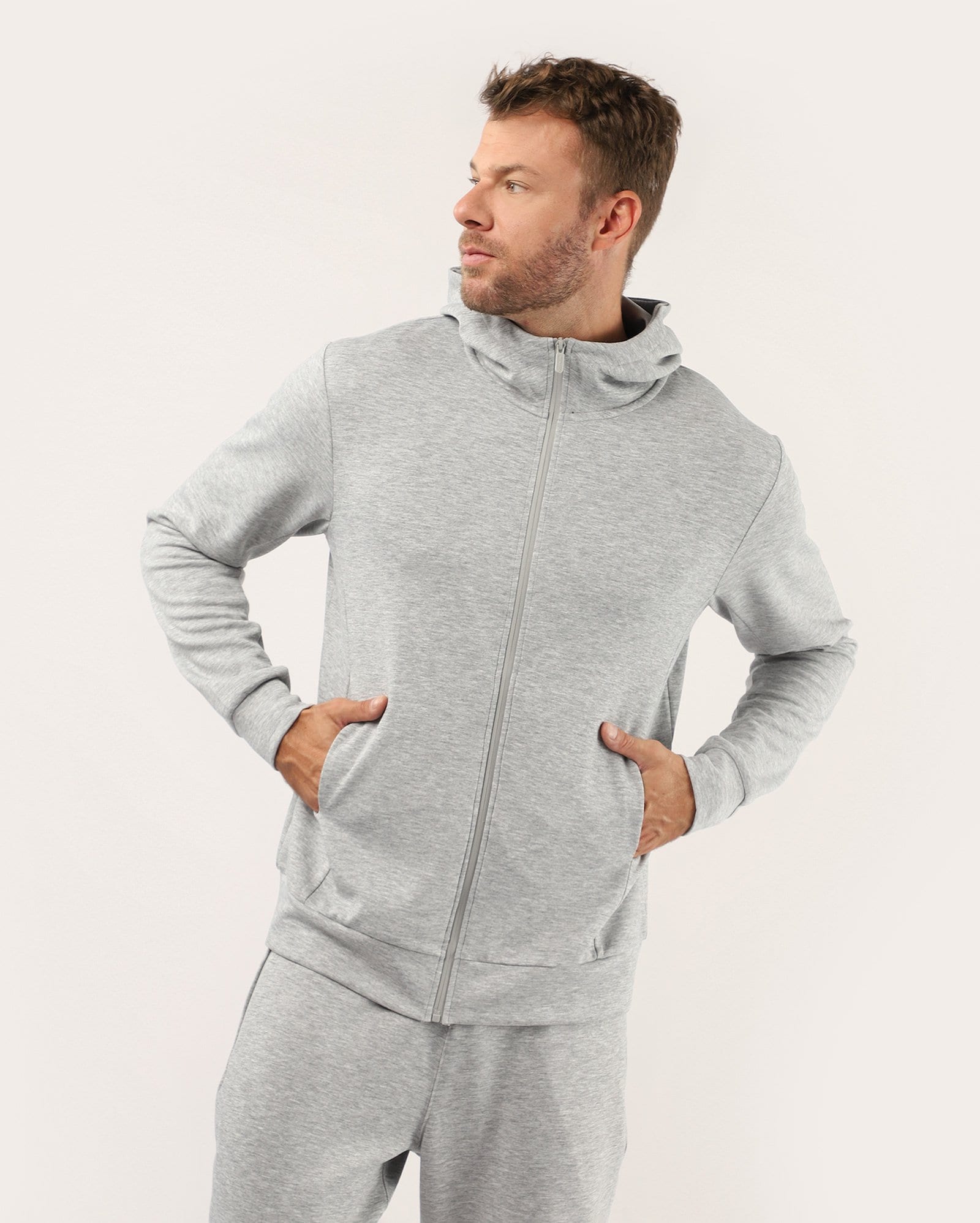 Jaqueta esportiva masculina com capuz scuba - cinza | Body Work