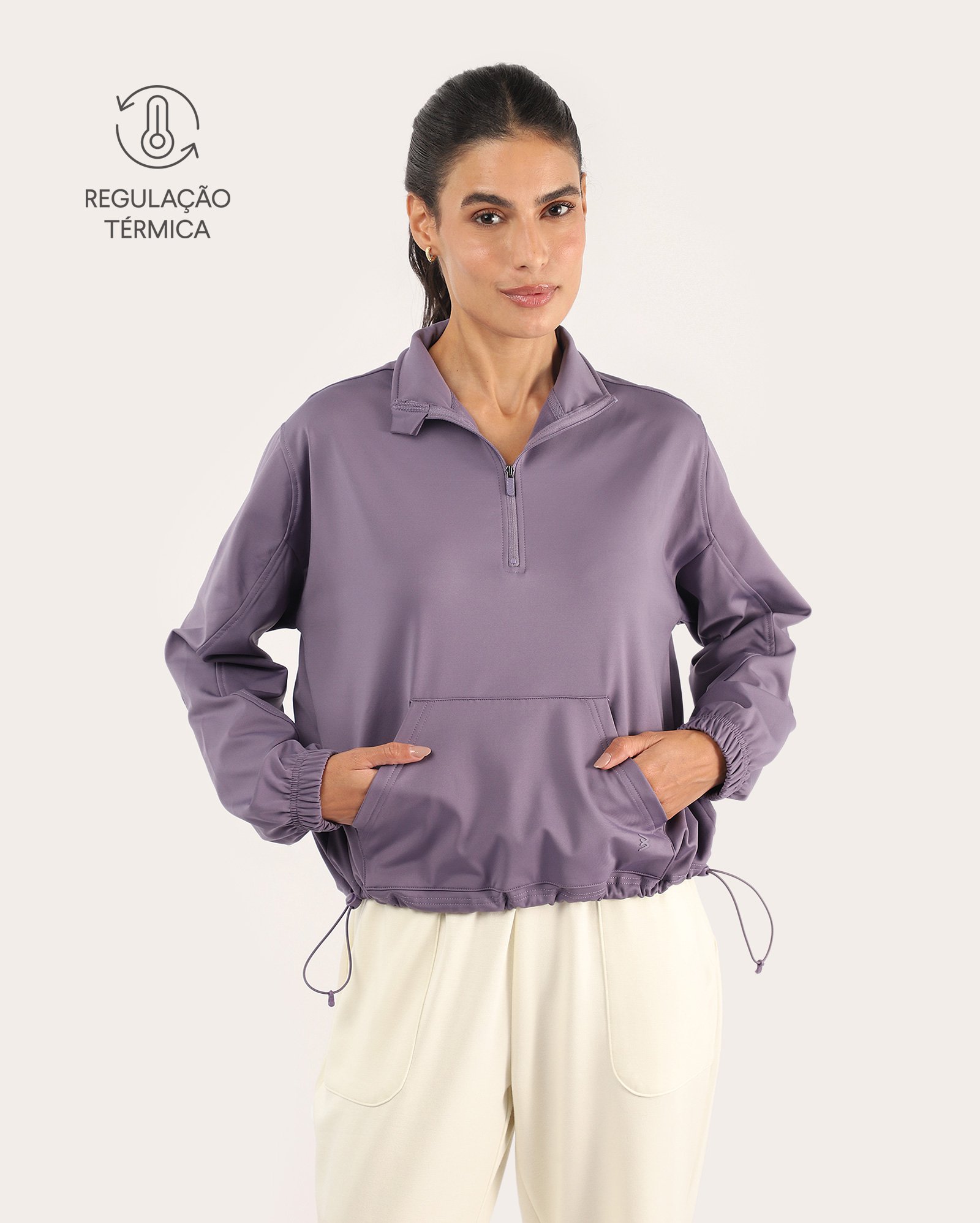 Blusa esportiva feminina térmica - lilás | Body Work
