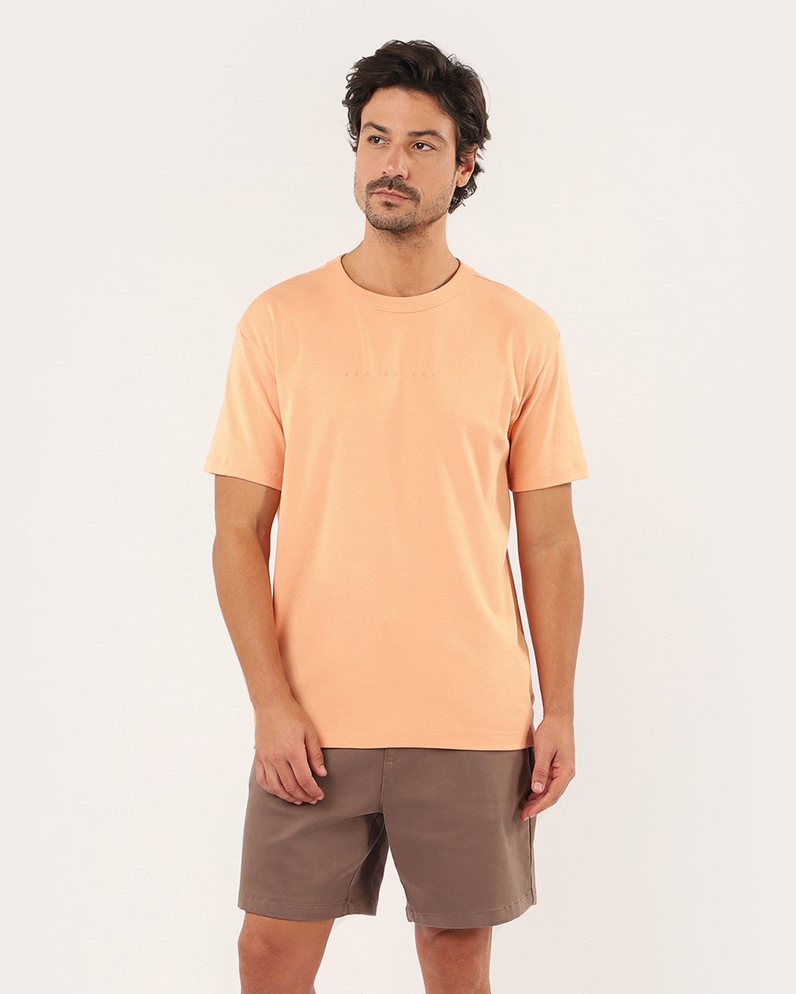 Camiseta masculina regular pôr do sol - laranja