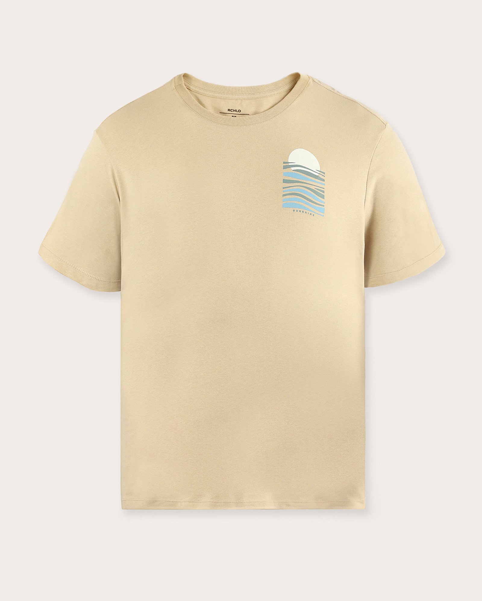 Camiseta plus size masculina manga curta Sunshine - bege