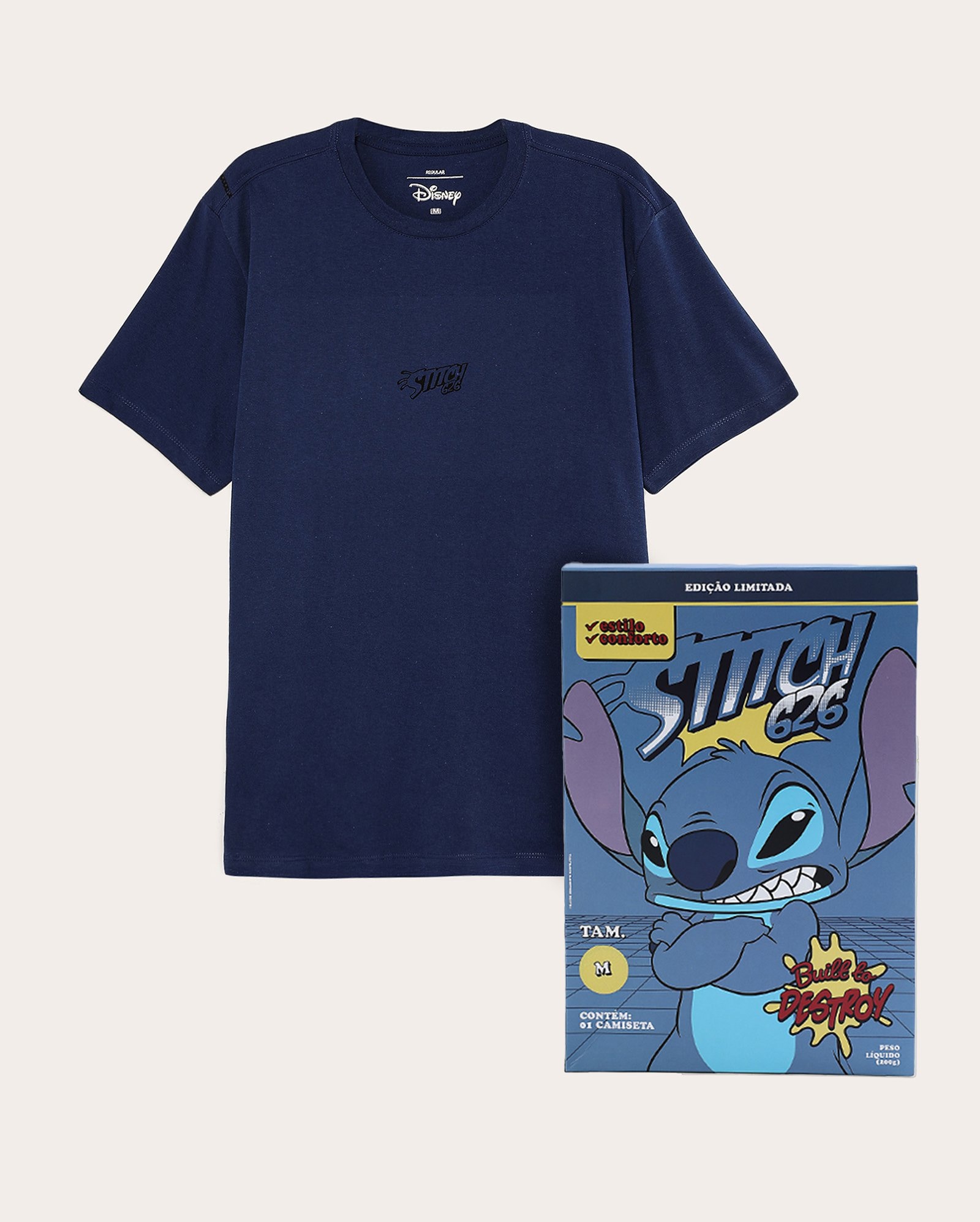 Kit camiseta masculina Lilo & Stitch com caixa e adesivos - multicor | Disney