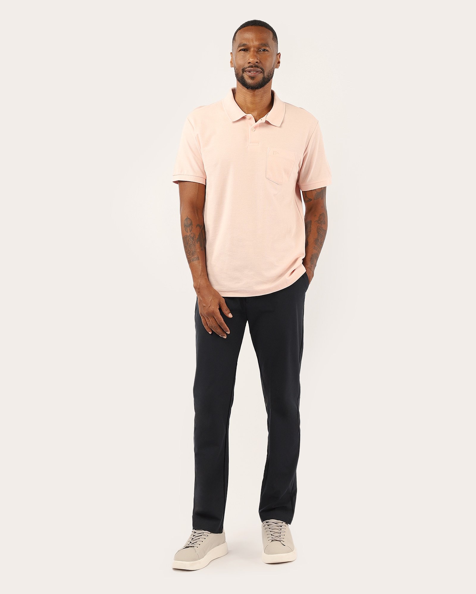 Camisa polo masculina Pool Legacy piquet com bolso - Rosa Claro