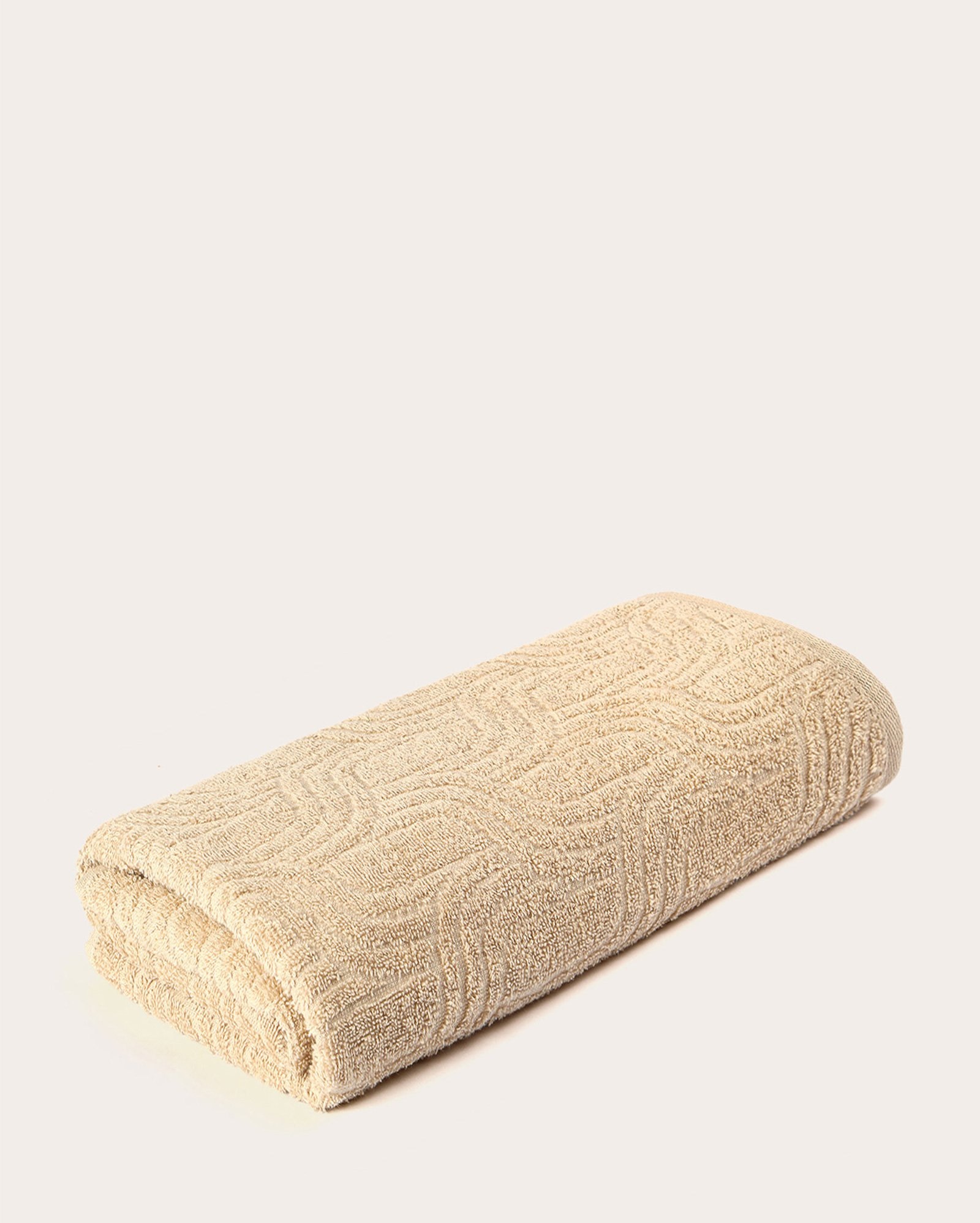 Toalha de banho com textura Keljacq - Bege | Karsten