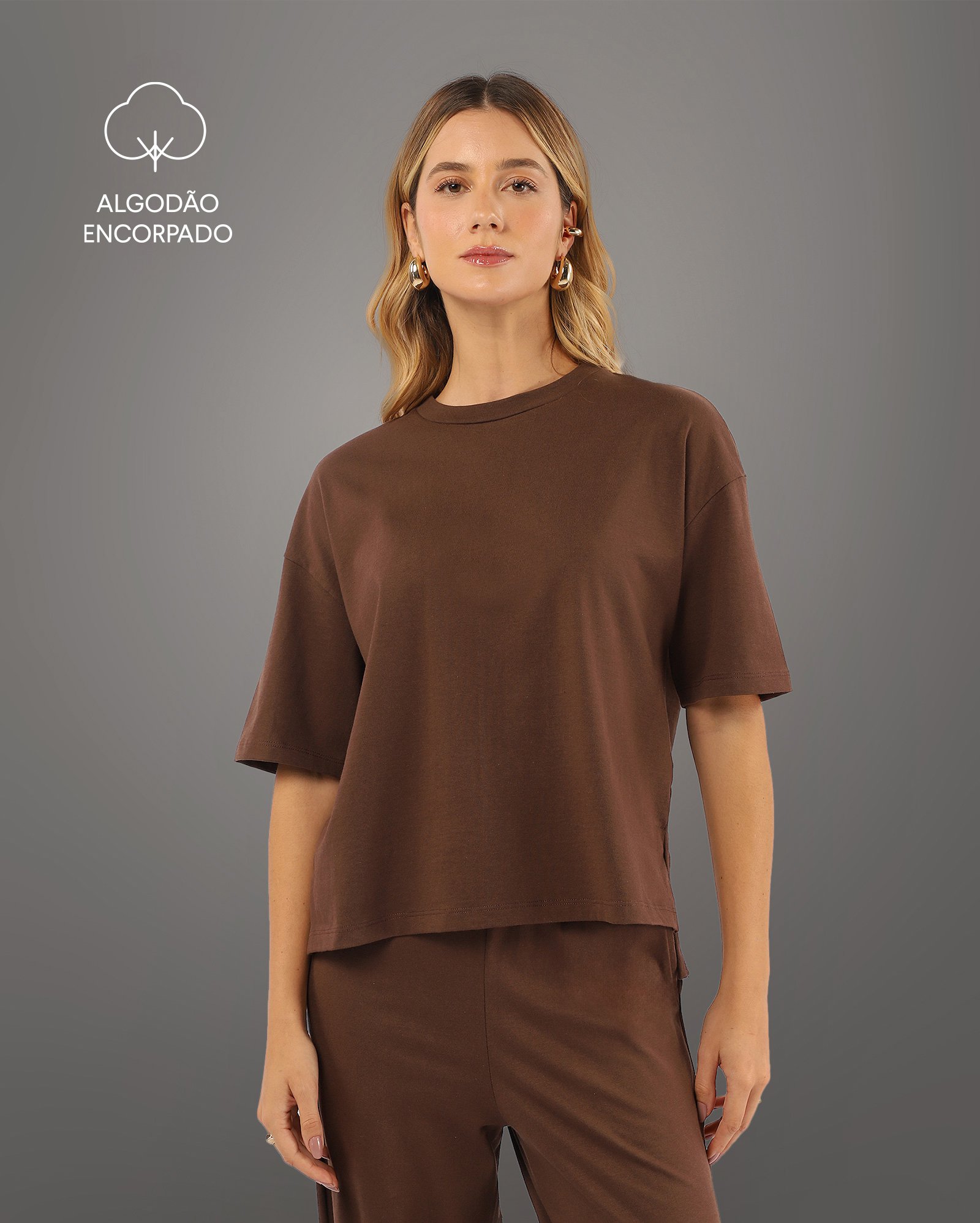 Camiseta feminina algodão Tech UltraCotton - marrom