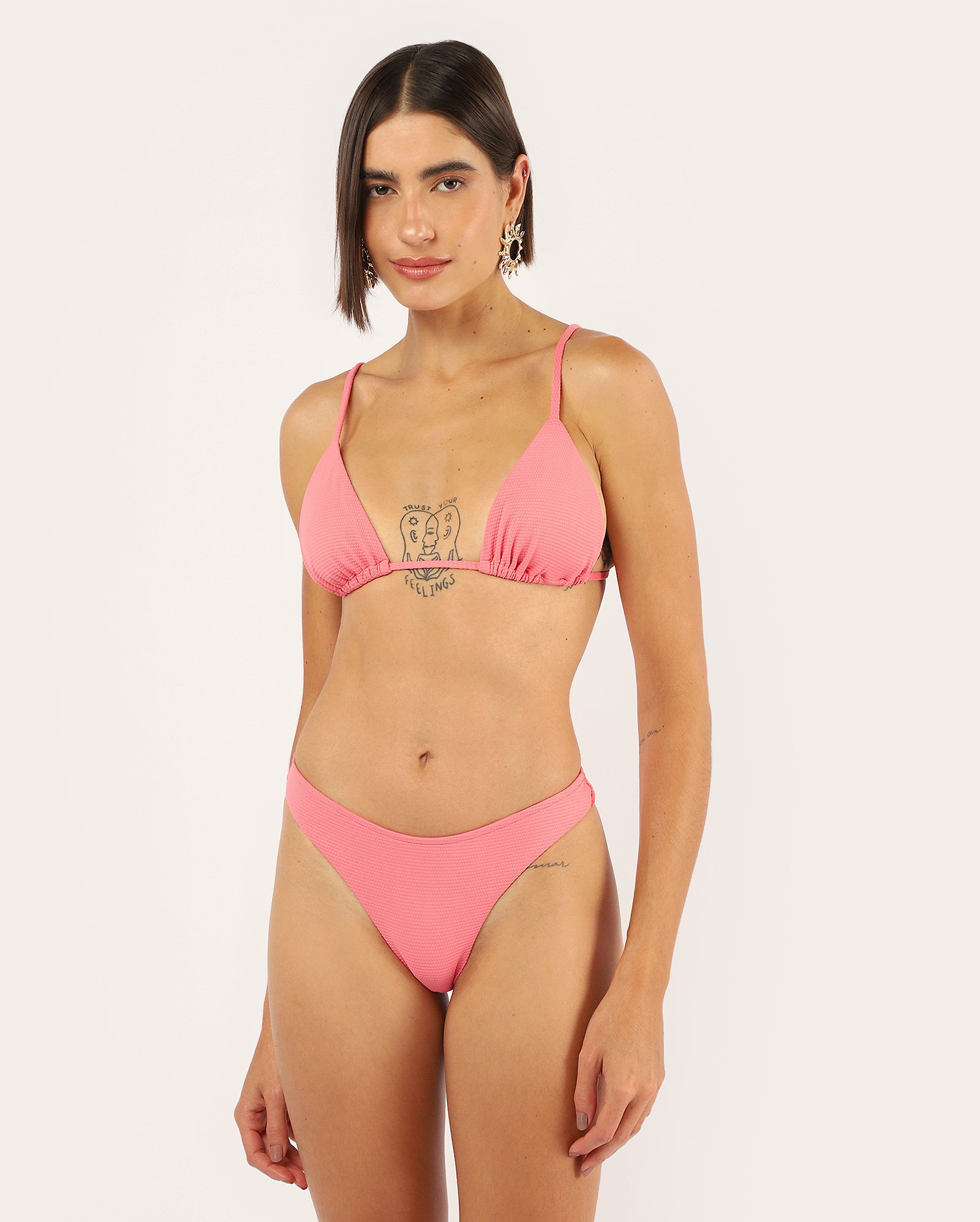 Biquíni calcinha asa delta texturizado - rosa