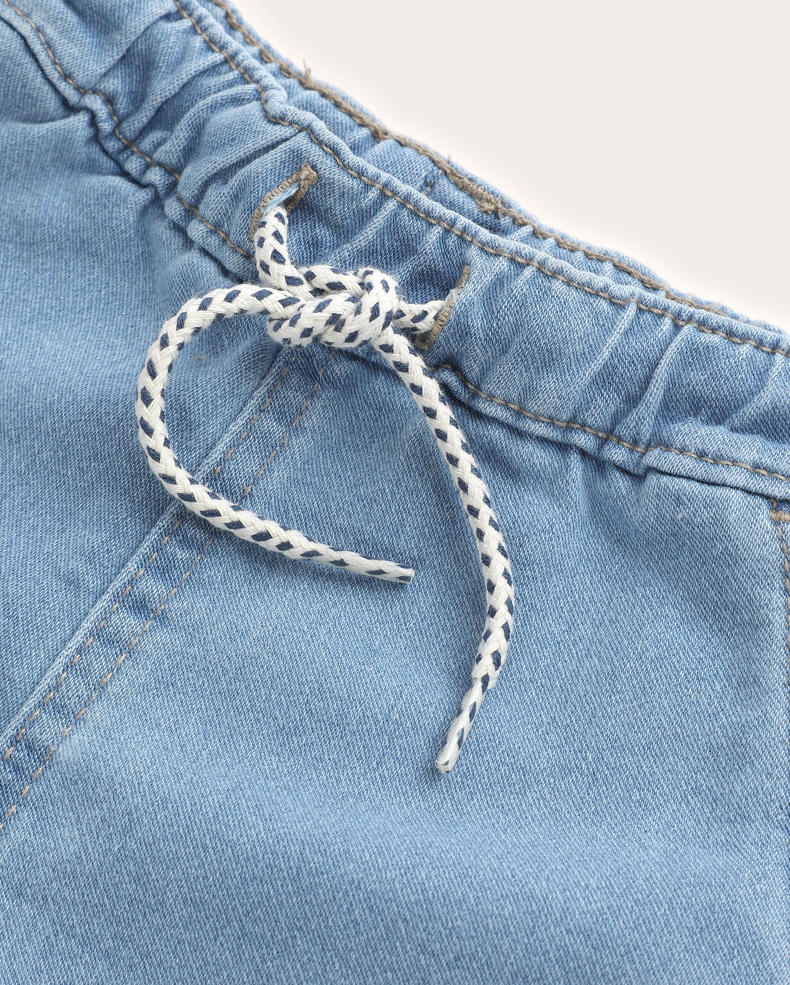 Bermuda jeans moletom infantil com amarração 1-4A azul