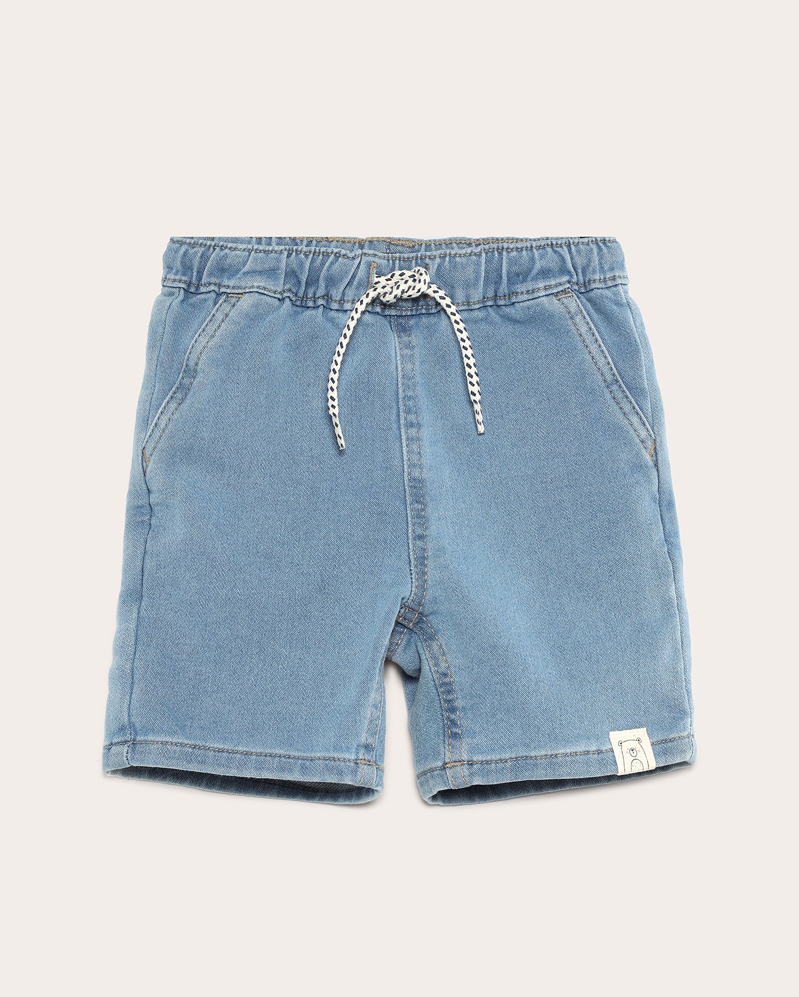Bermuda jeans moletom infantil com amarração 1-4A azul