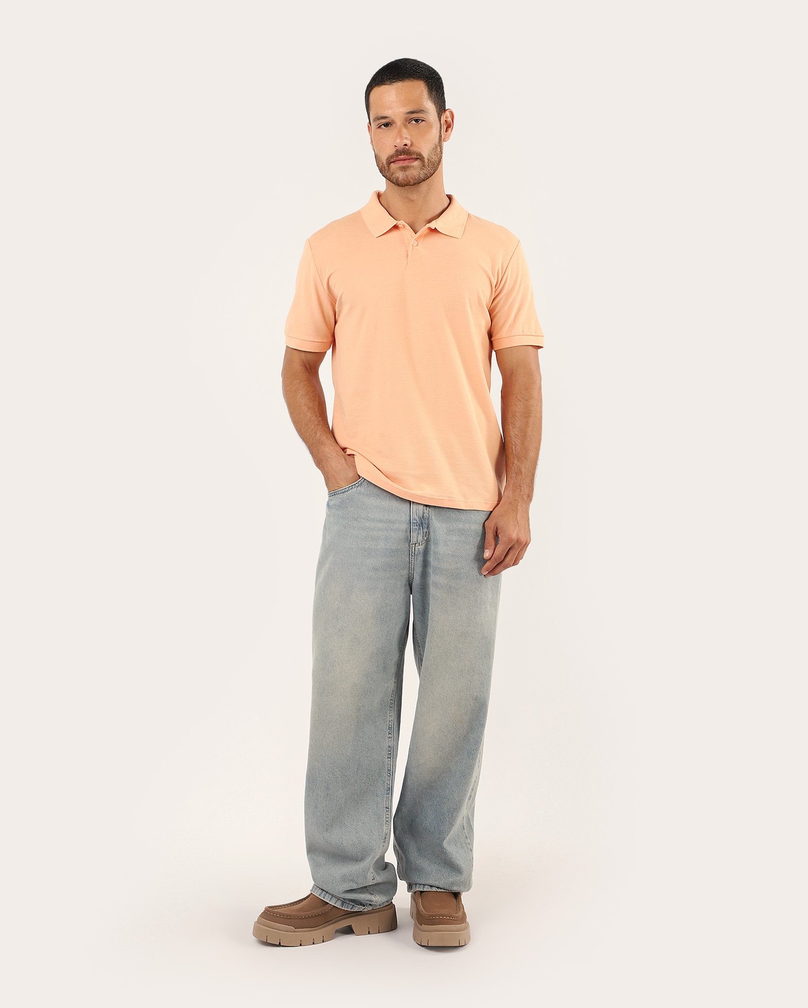 Polo masculina Pool Legacy regular piquet - Laranja Claro — foto 2