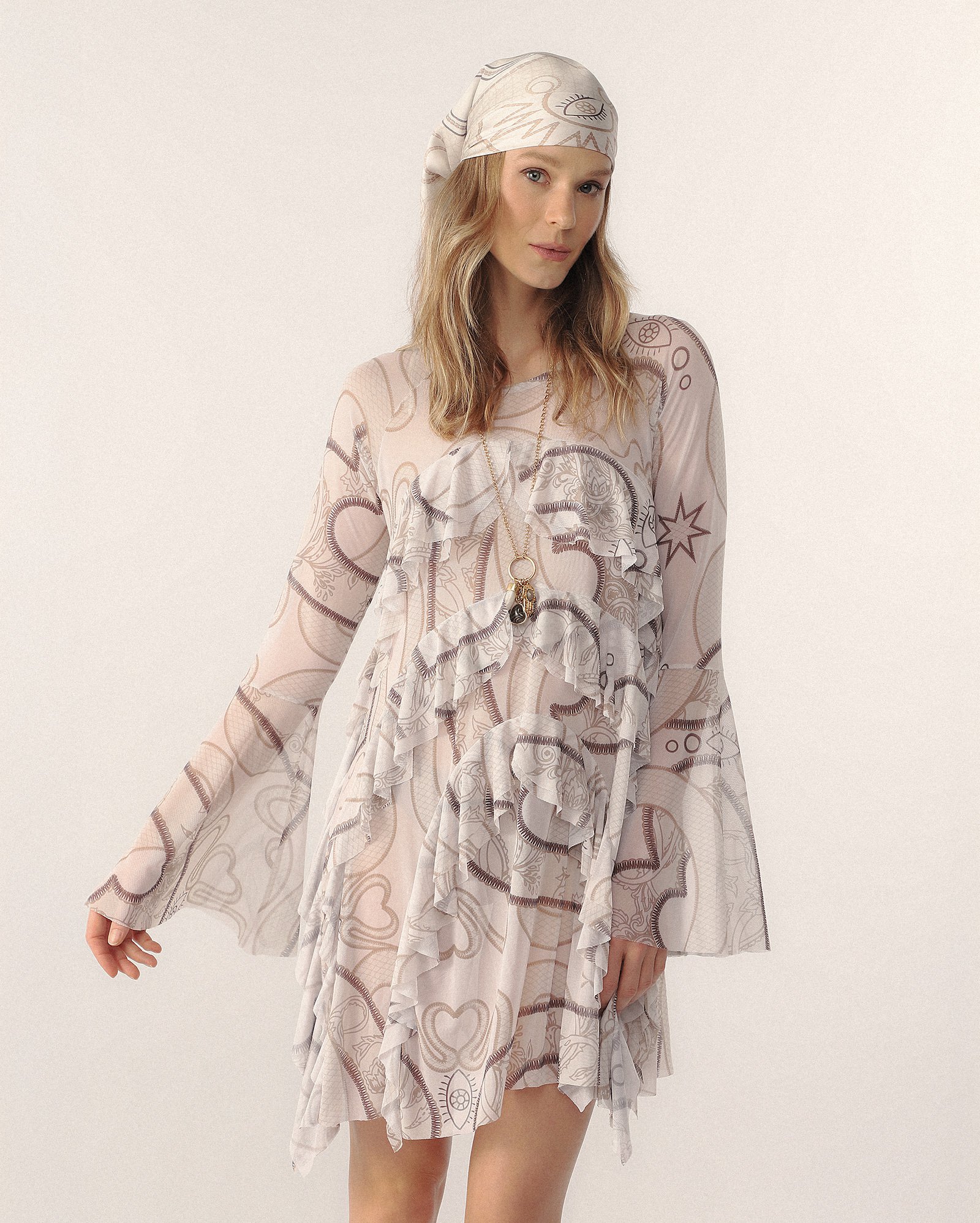 Vestido curto tule Helô Rocha - bege — foto 3