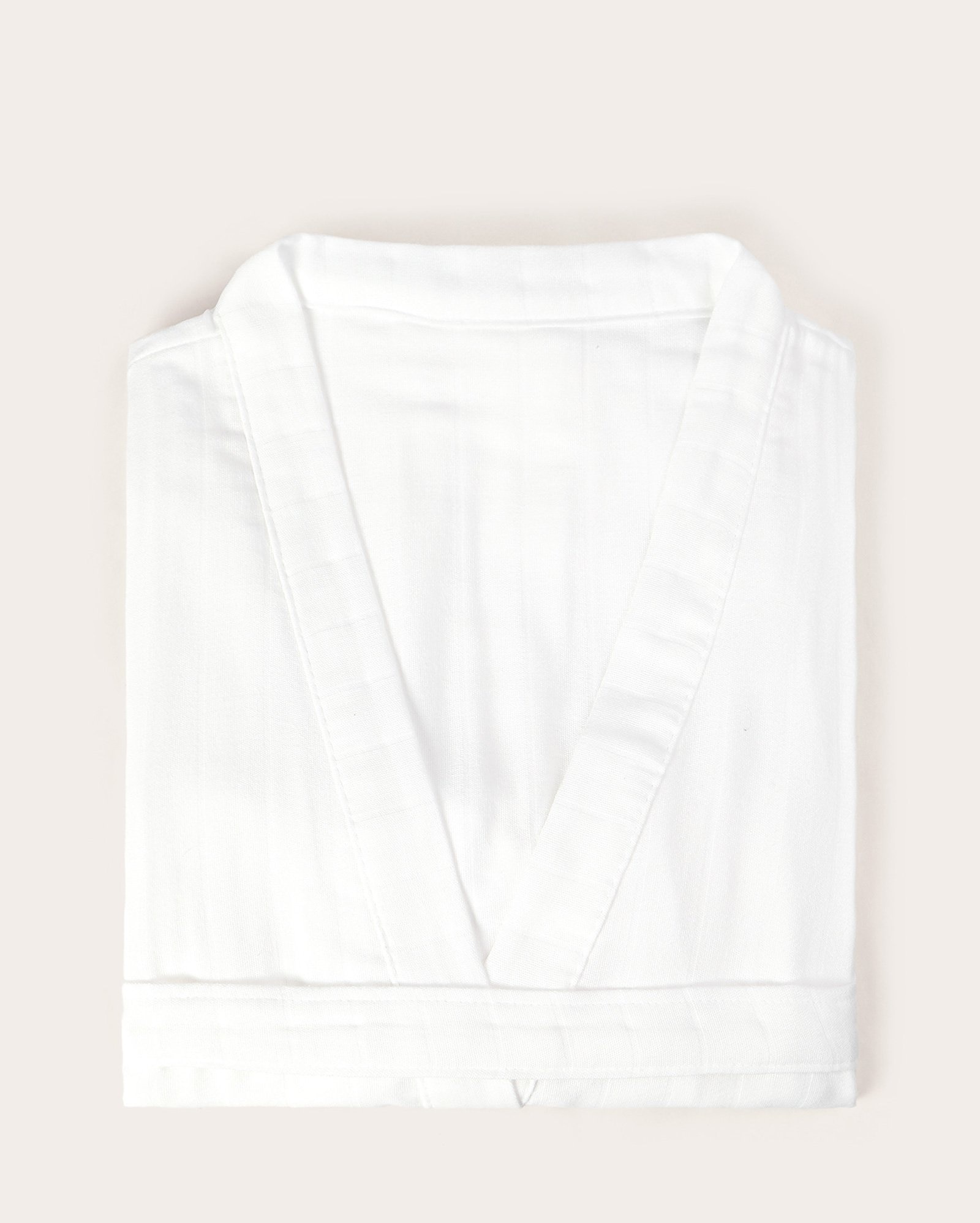 Roupão de algodão Lino com faixa e bolsos - Branco | Karsten
