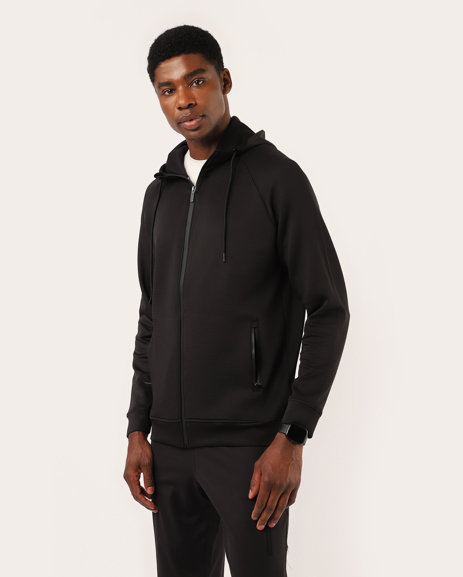 Jaqueta esportiva masculina com zíper e bolsos - preta | Body Work
