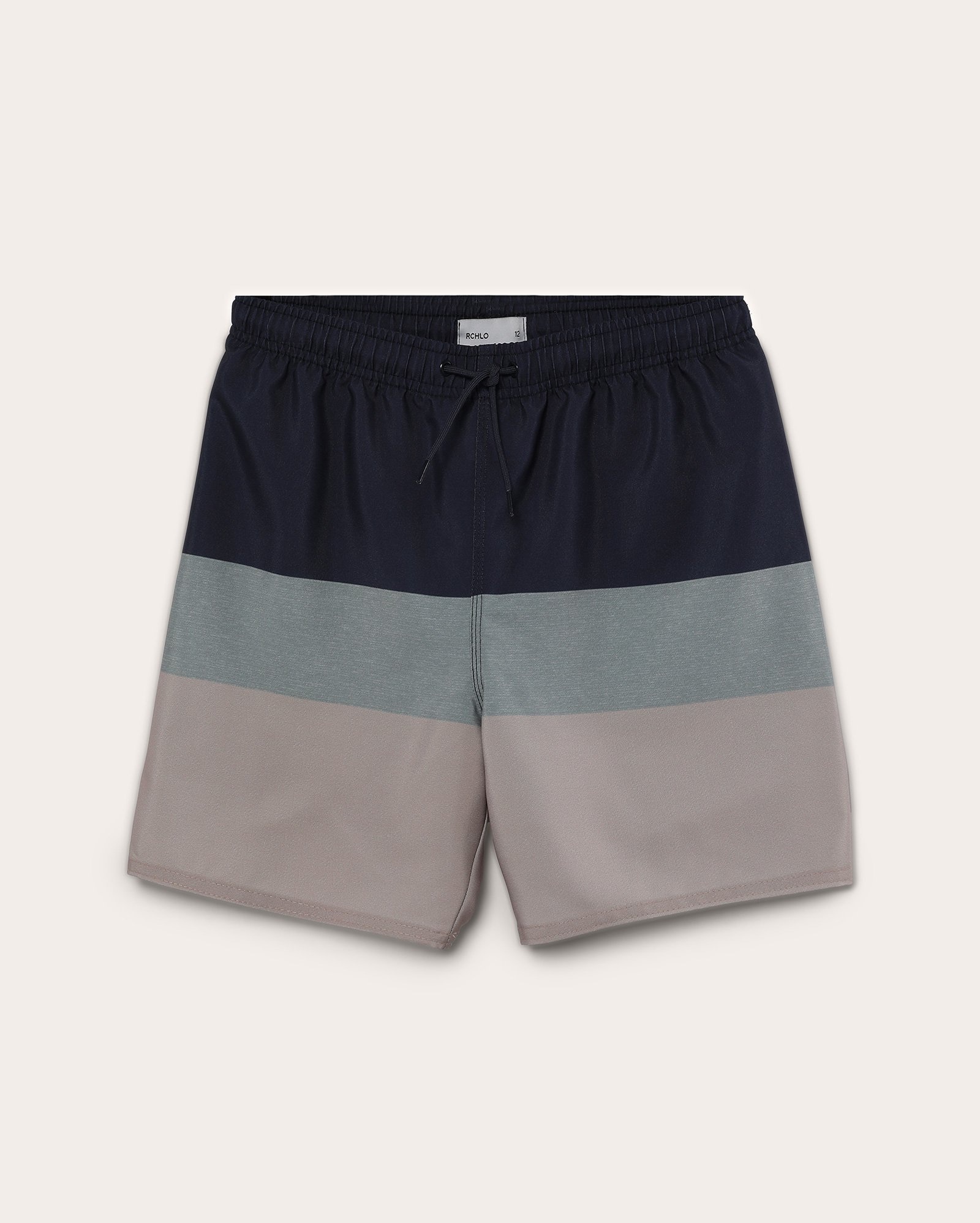 Short água juvenil cós elástico listrado multicor