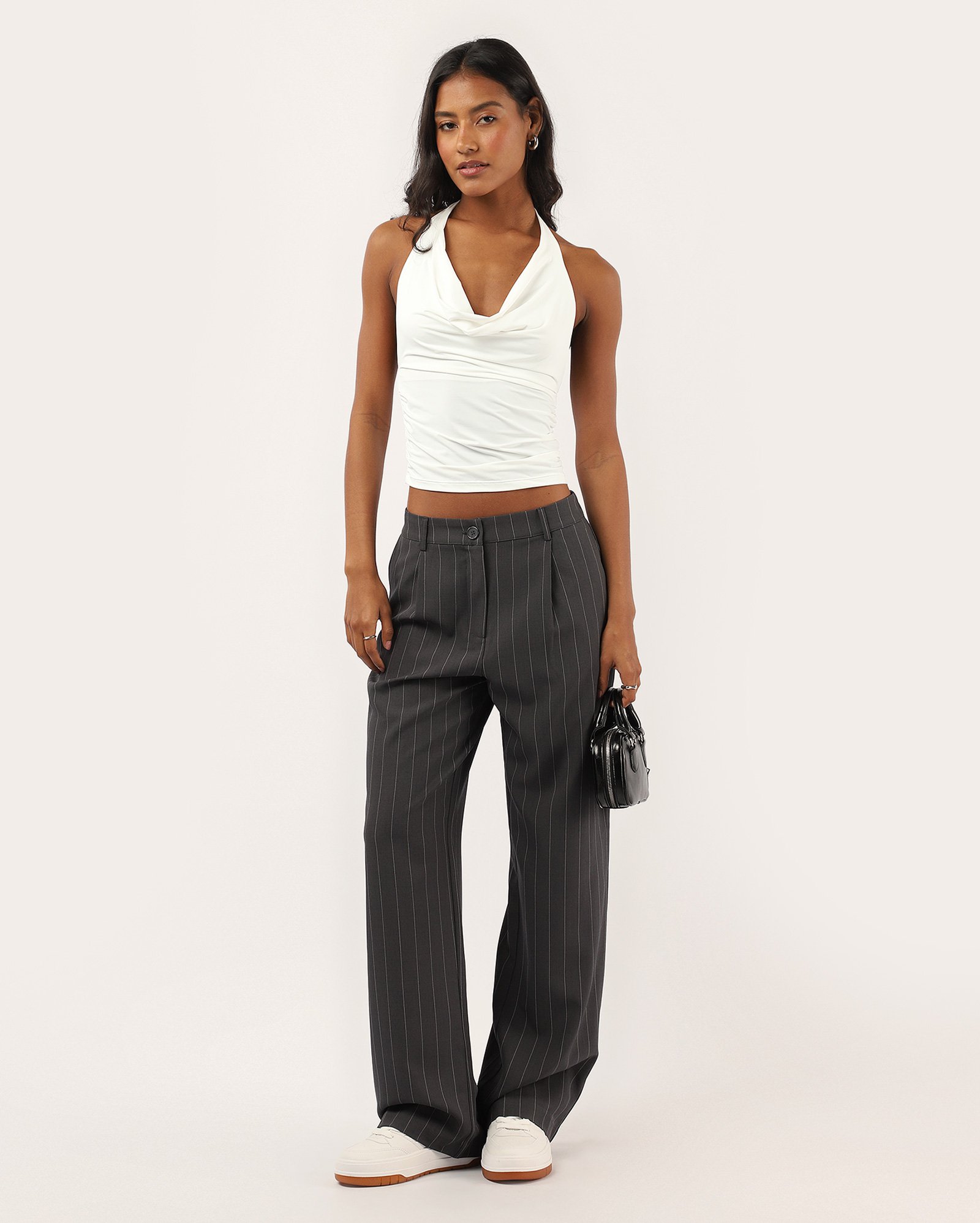 Regata cropped frente única poliamida degagê - Branco