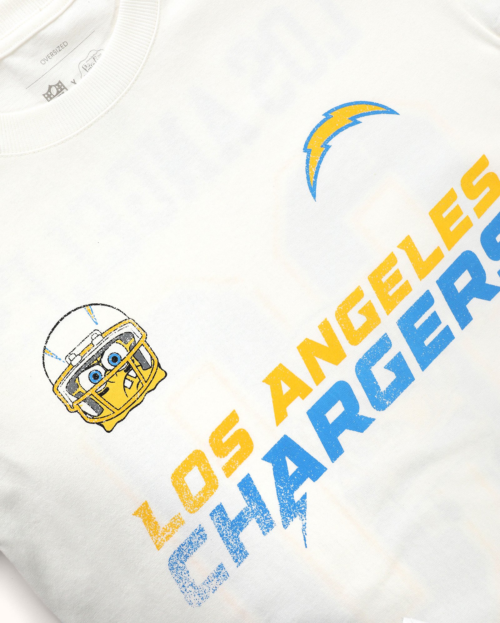 Camiseta juvenil oversized LAC Bob Esponja branca | NFL