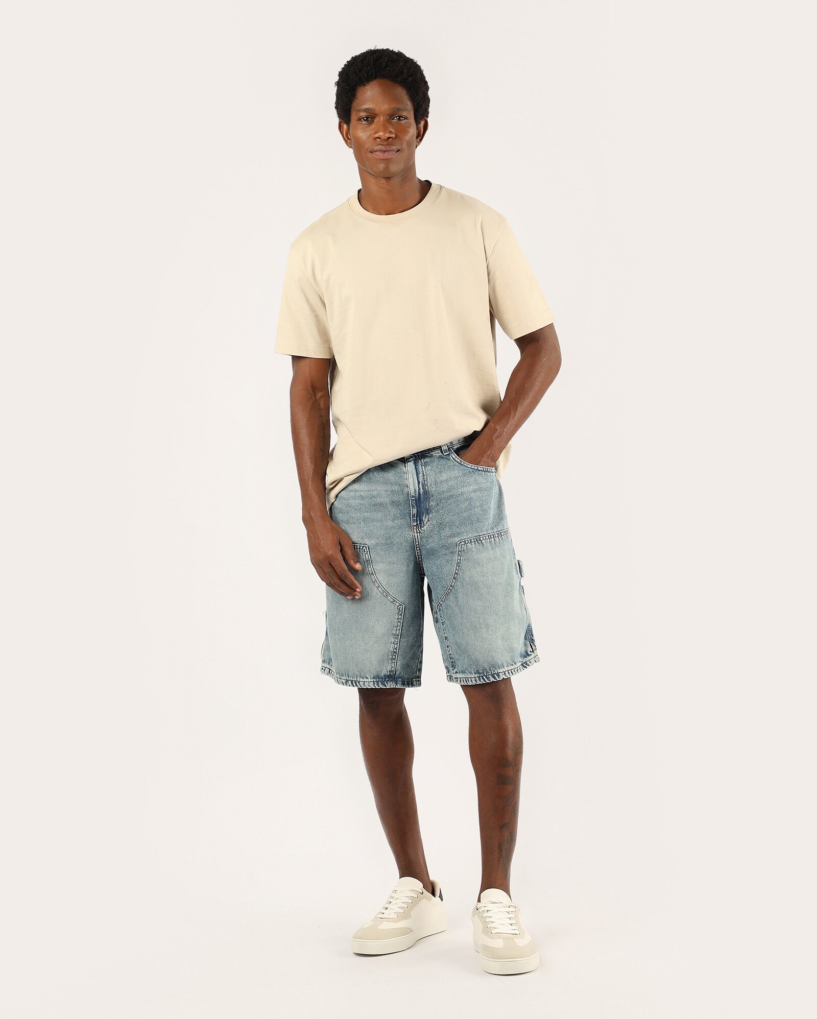 Bermuda jeans masculino wide leg estonada - denim claro | Pool Jeans
