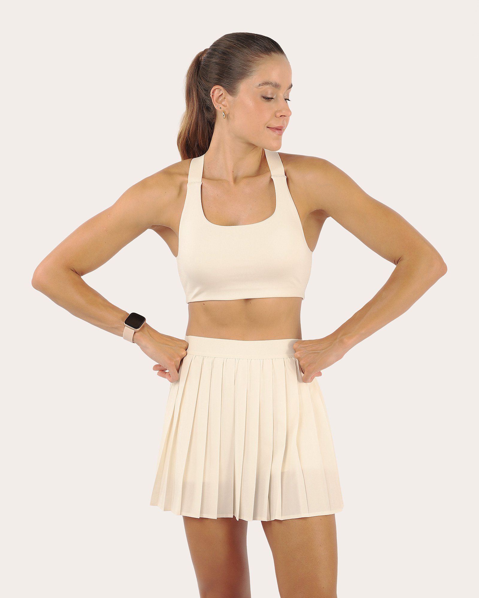 Top esportivo alças transpassadas - bege | Body Work
