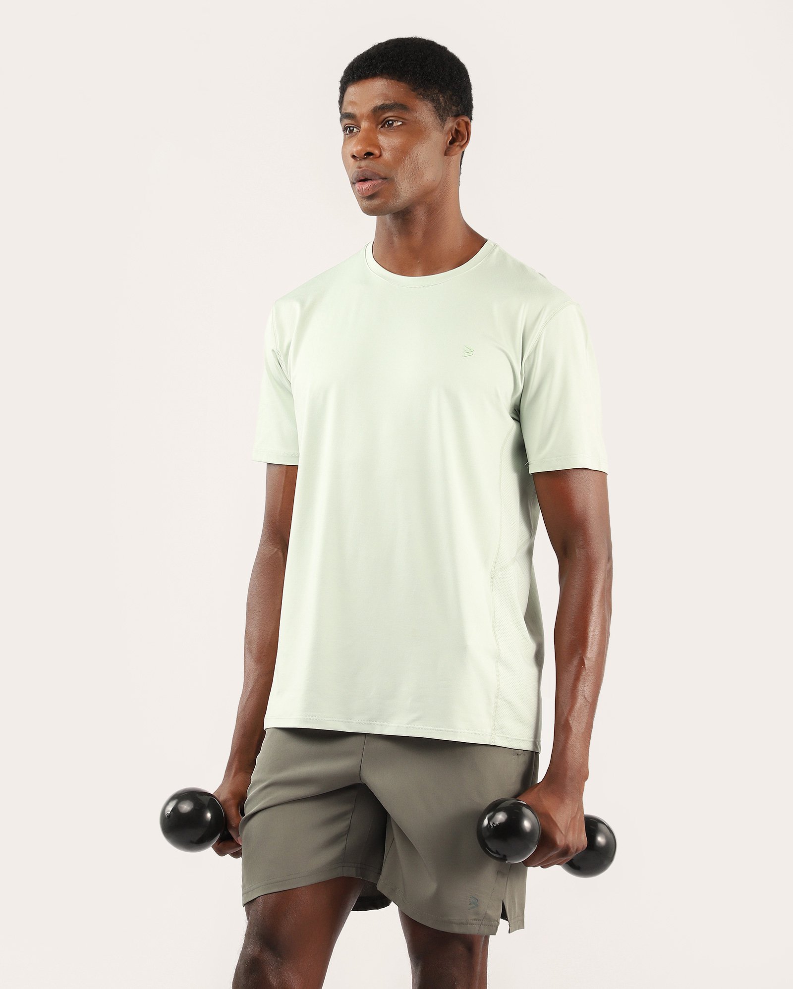 Camiseta de treino masculina - Verde Claro Mescla | Body Work