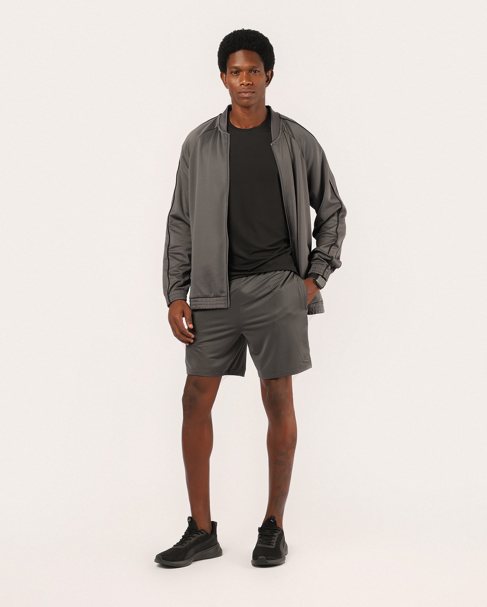 Bermuda esportiva masculina texturizada - Cinza | Body Work