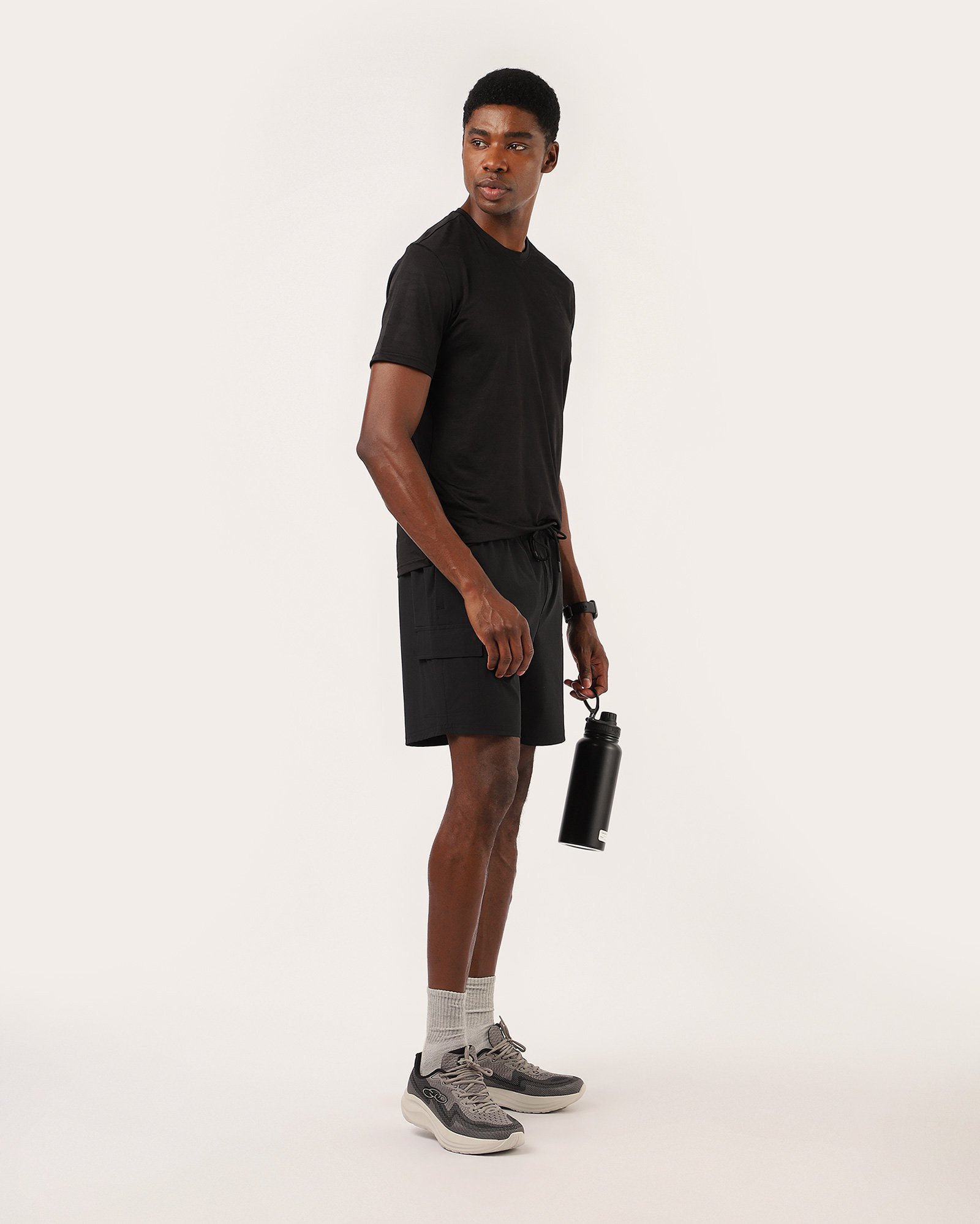 Bermuda esportiva masculina cargo básica - preta | Body Work