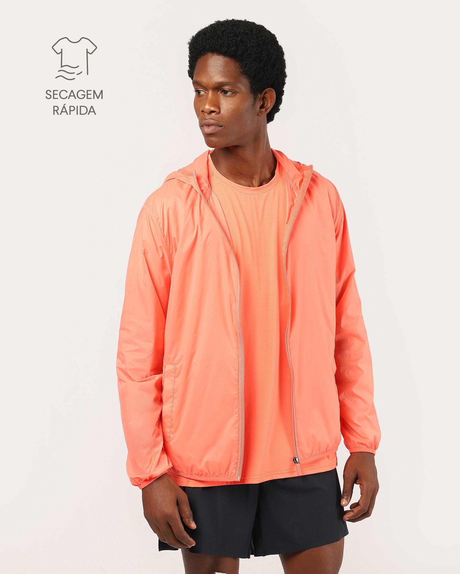 Jaqueta masculina corta vento refletiva - laranja | Body Work