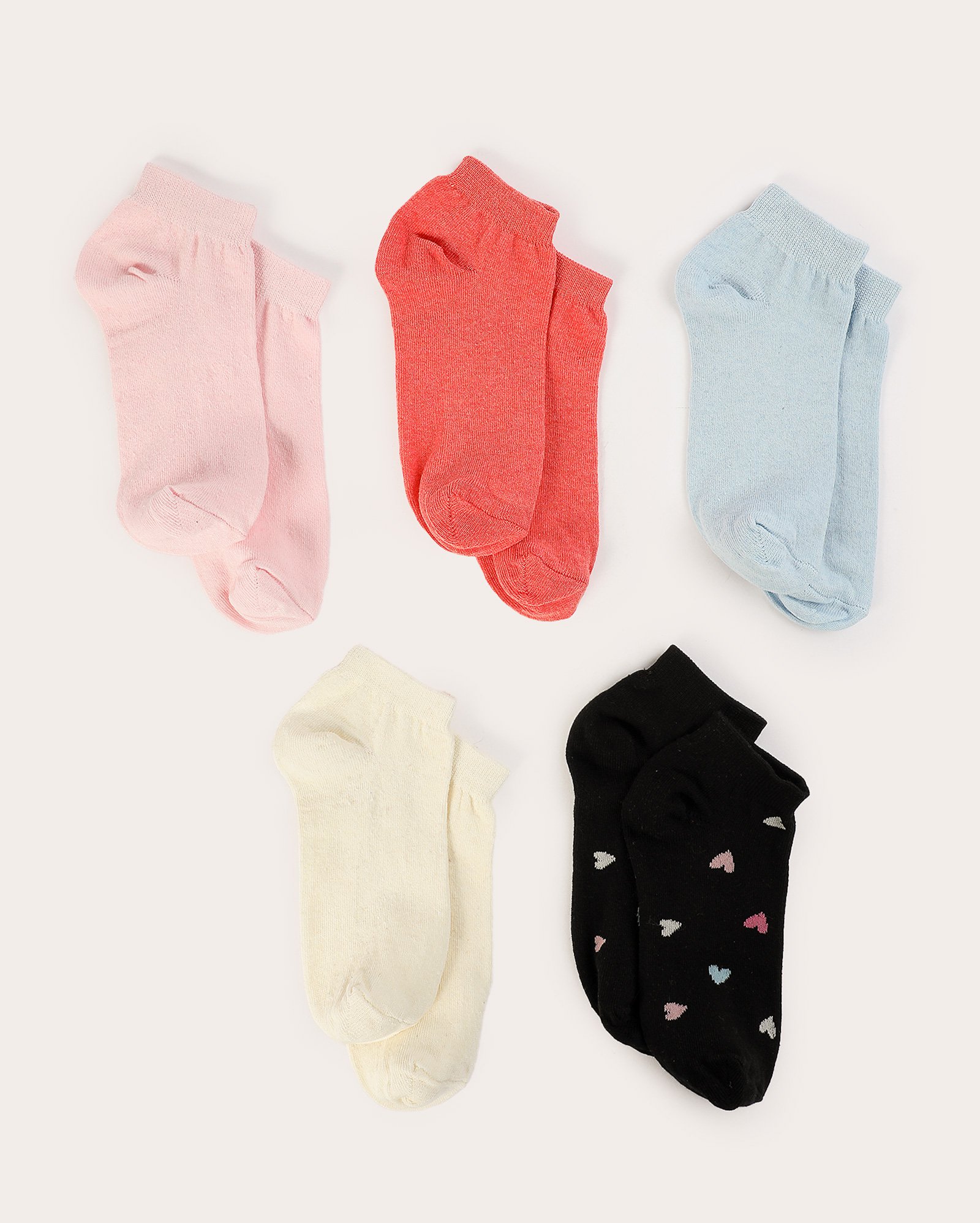 Kit 5 pares meia feminina cano curto multicor