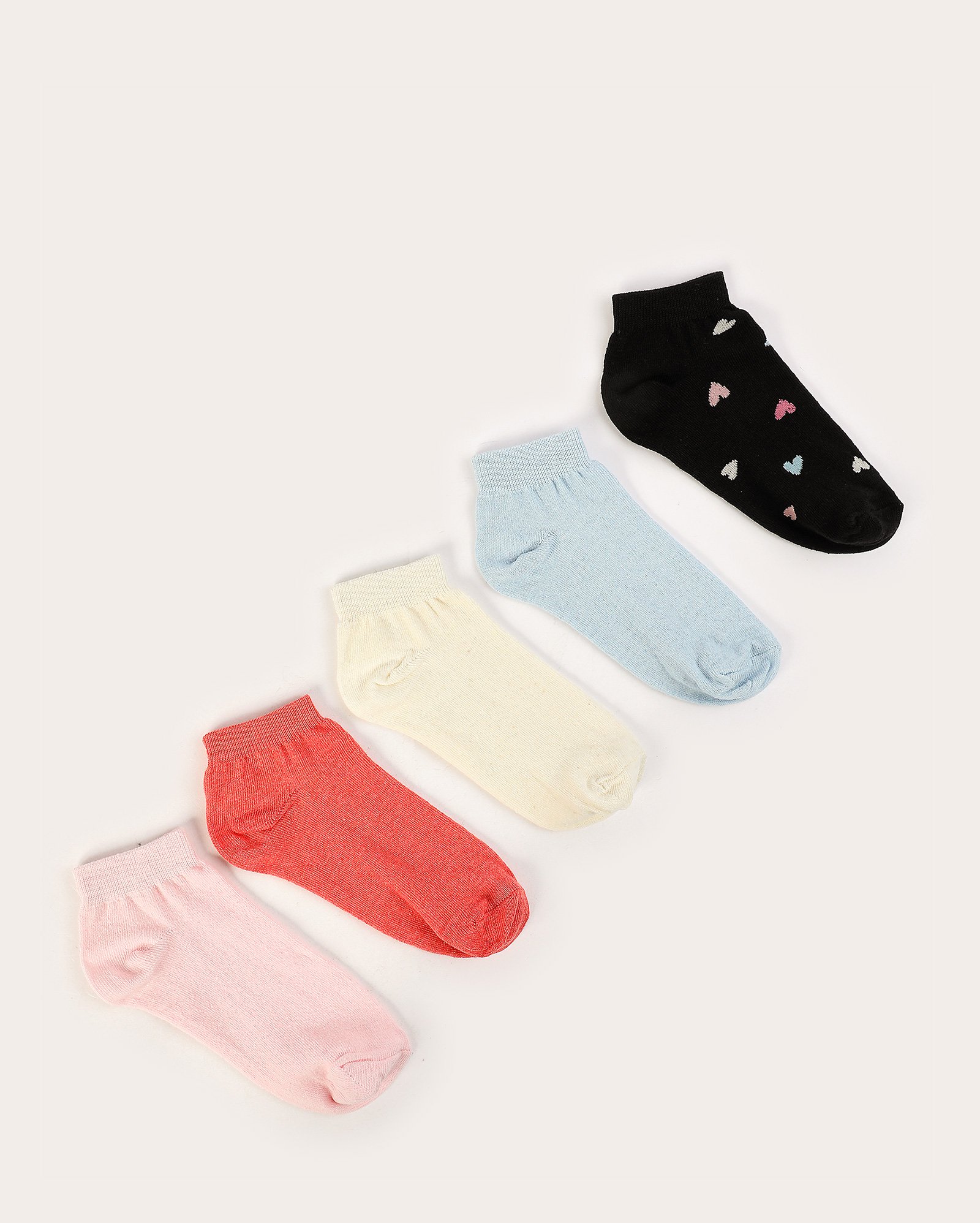 Kit 5 pares meia feminina cano curto multicor