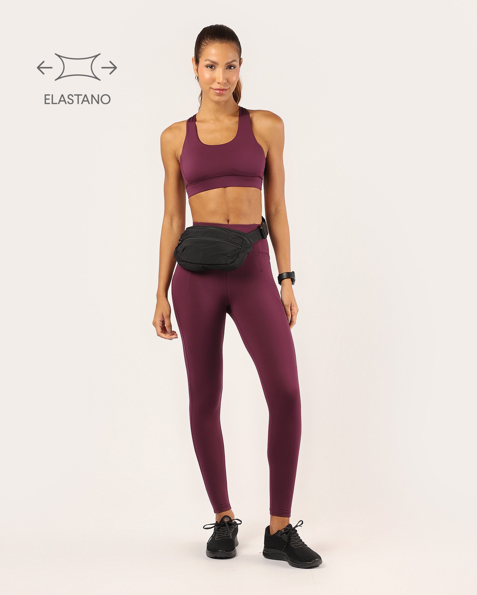 Calça legging de corrida com bolso pace - Vinho | Body Work