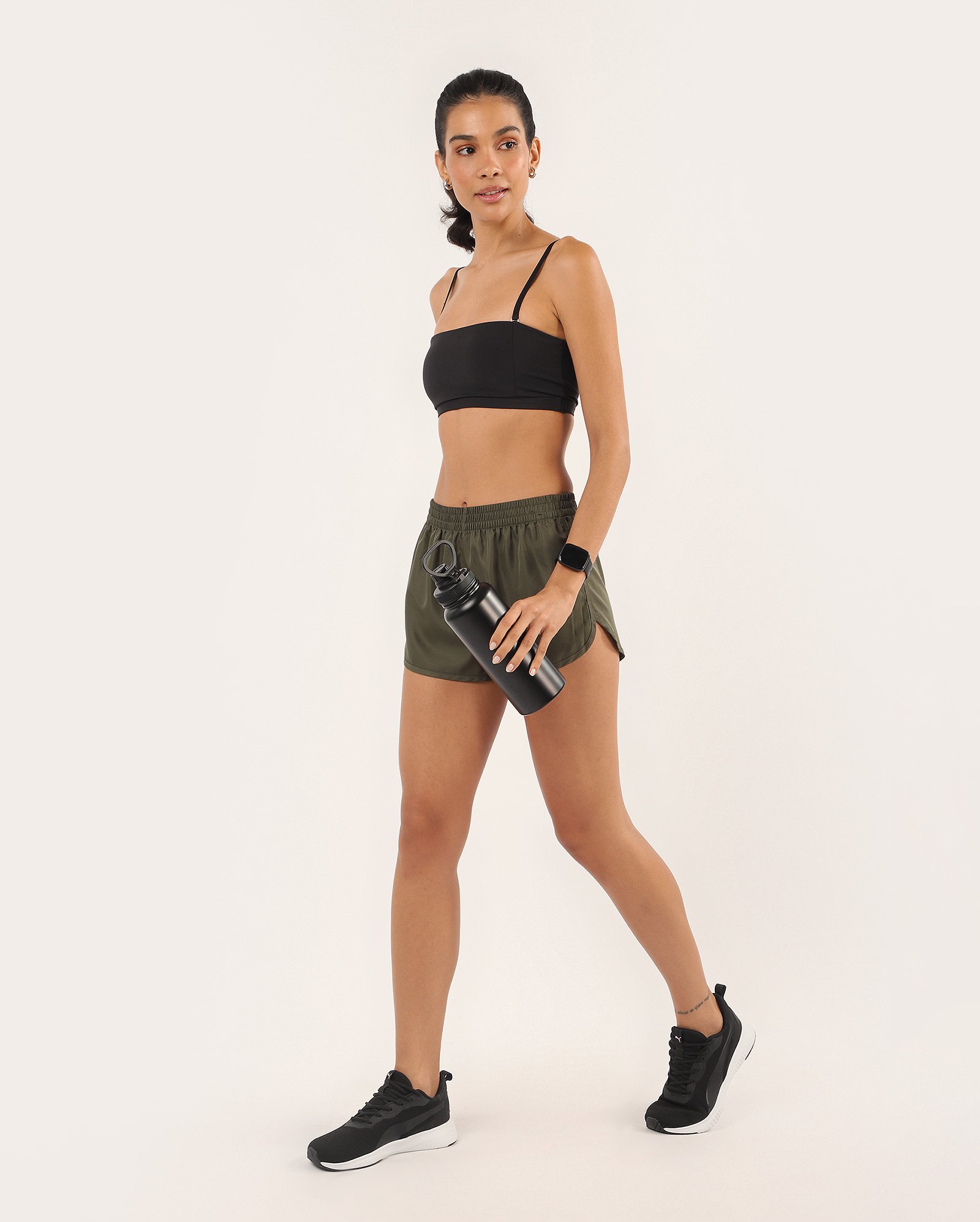 Short feminino de corrida texturizado - Verde Escuro | Body Work
