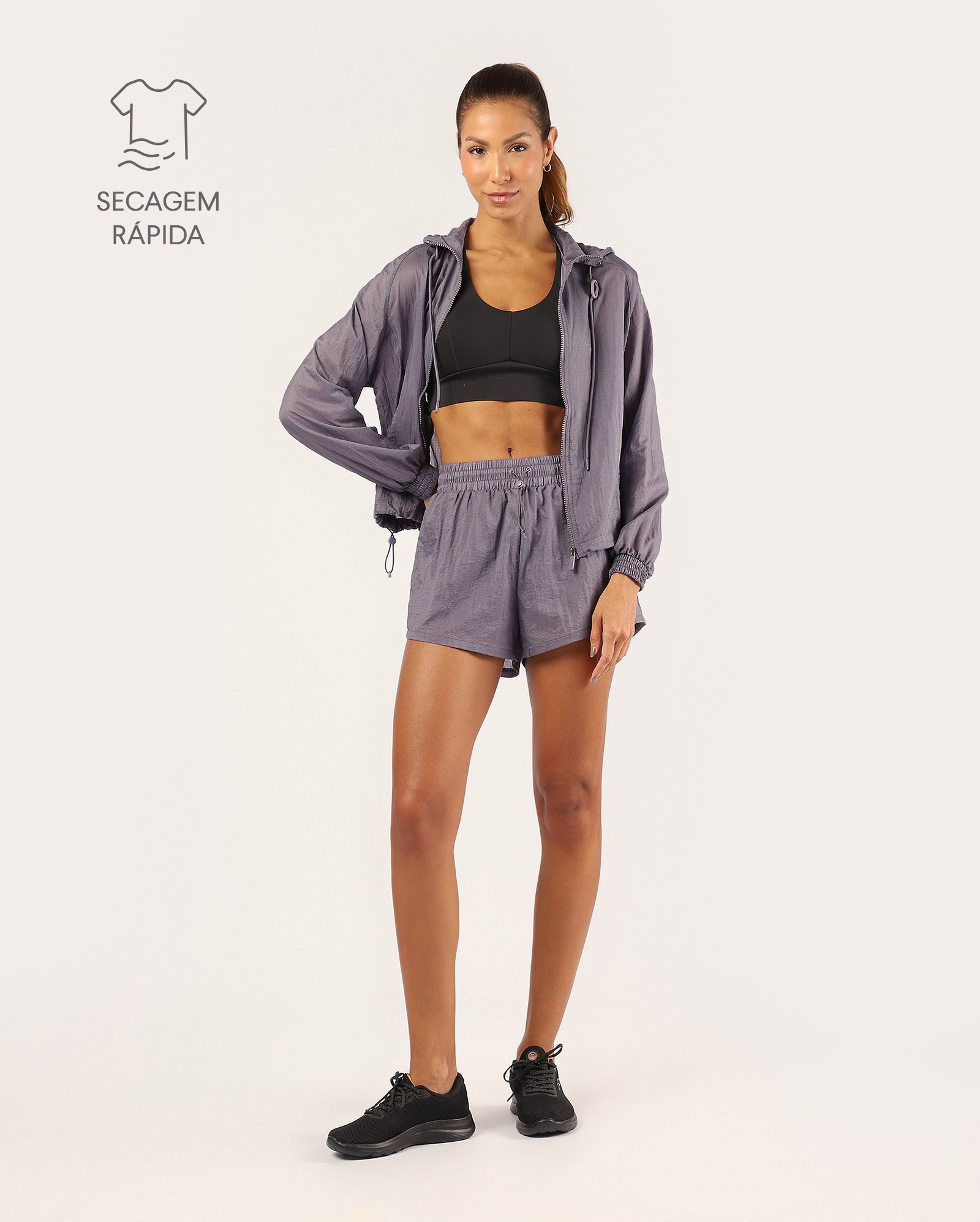 Short esportivo feminino com bolso - Lilás Escuro | Body Work