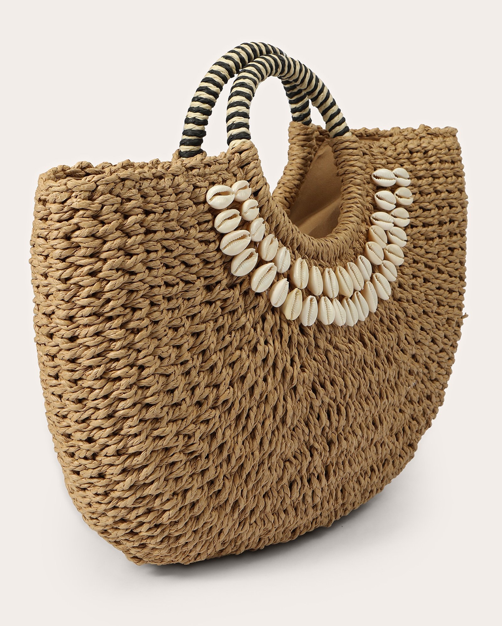 Riachuelo | Bolsa de praia tote artesanal com búzios bege