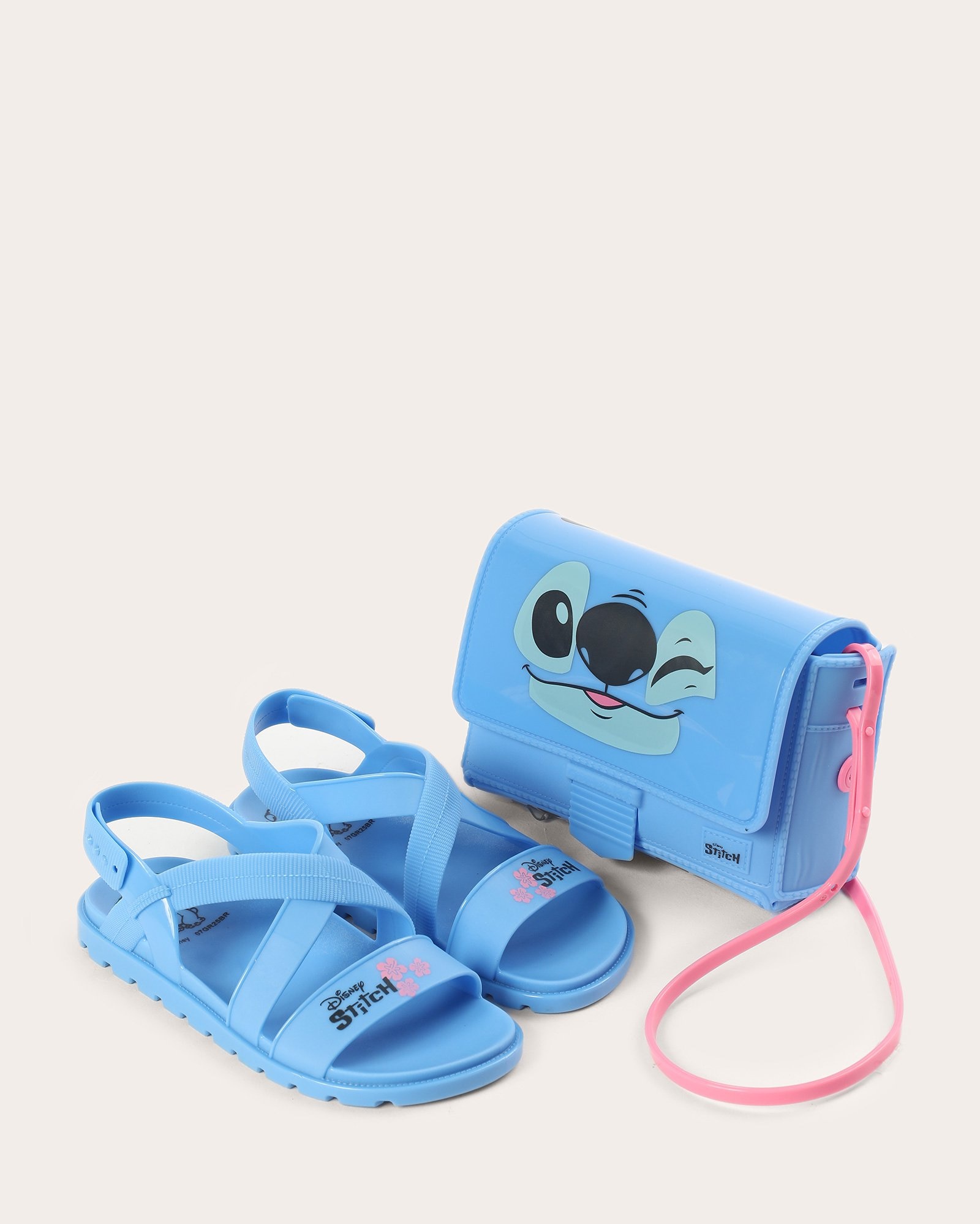 Sandália rasteira infantil Stitch com bolsa azul | Grendene
