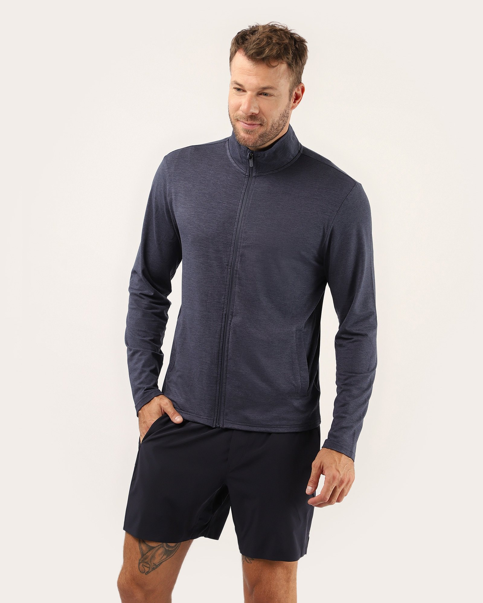 Jaqueta esportiva masculina peach touch - azul | Body Work