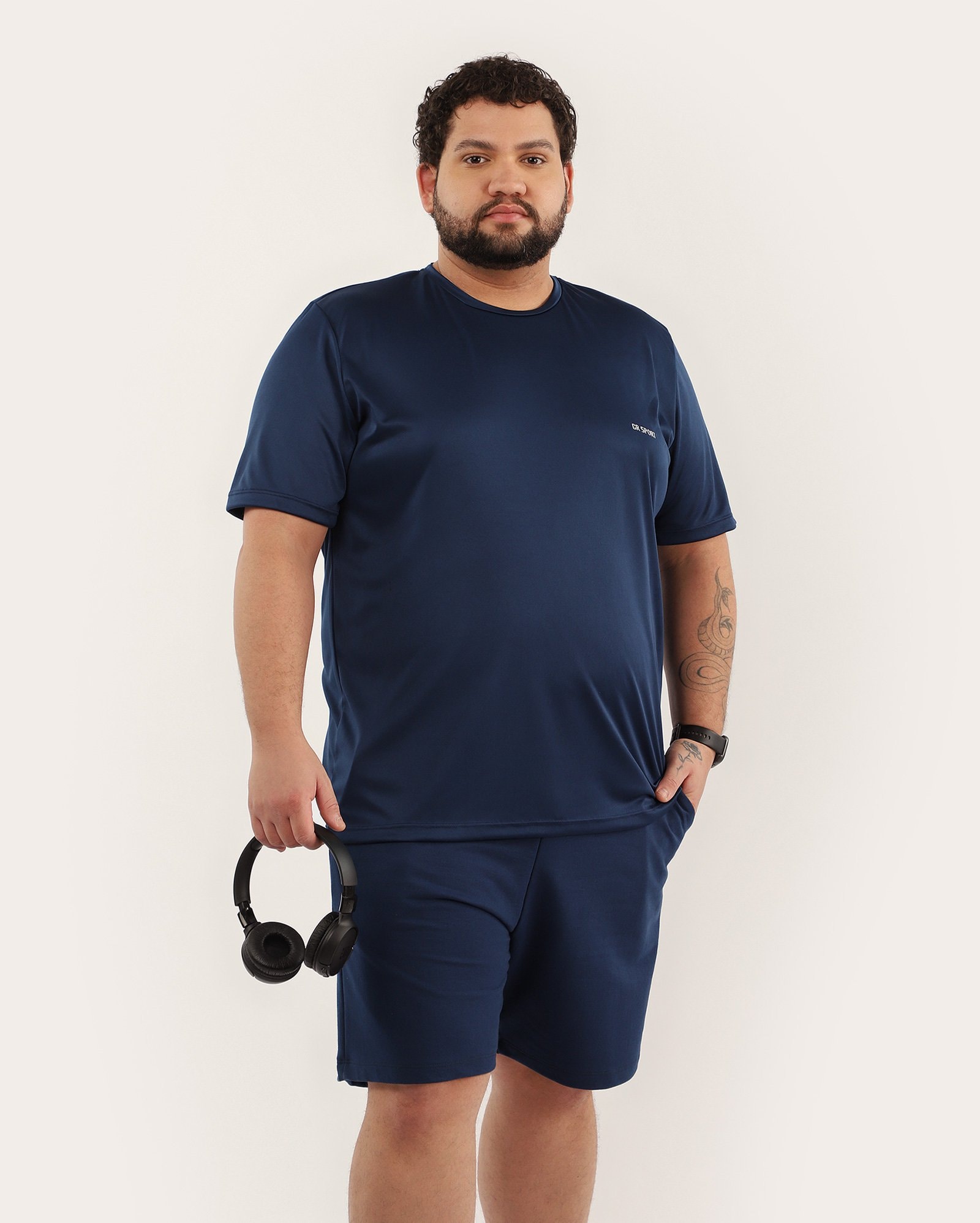 Bermuda esportiva masculina plus size - Azul Escuro | Costa Rica