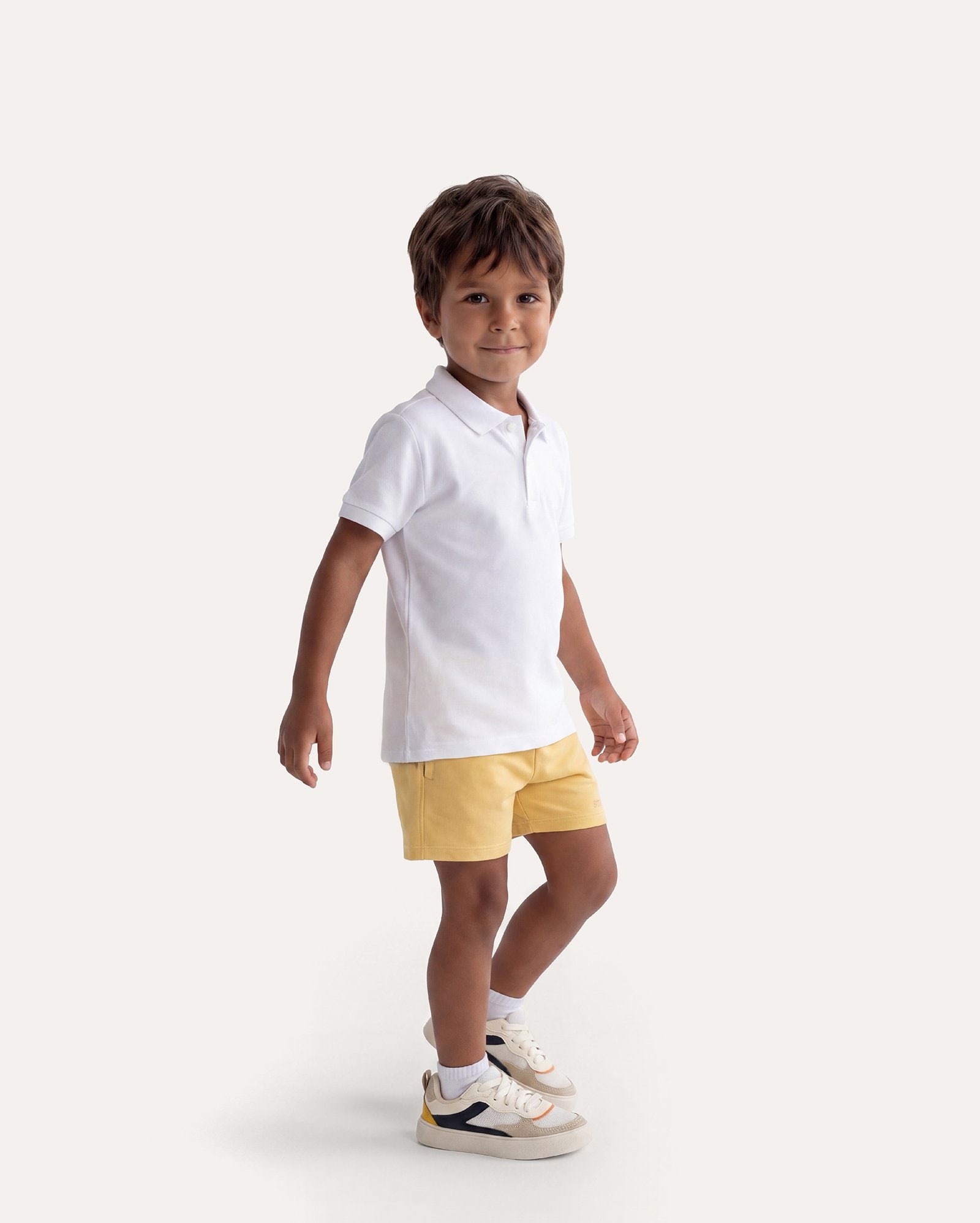 Bermuda infantil sem felpa Sport Club 1-6A - Amarelo Claro