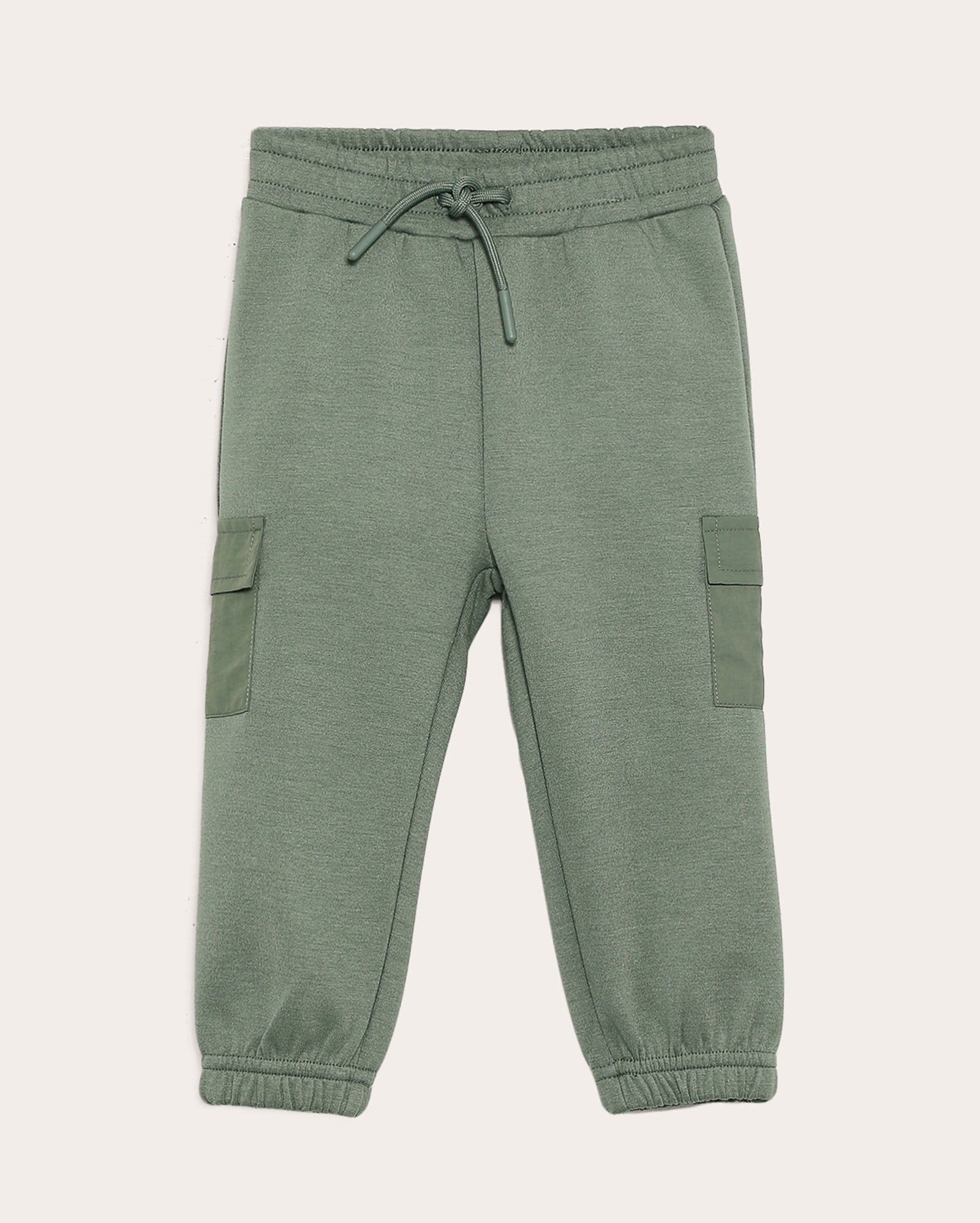 Calça de moletom bebê sem felpa bolso cargo - verde