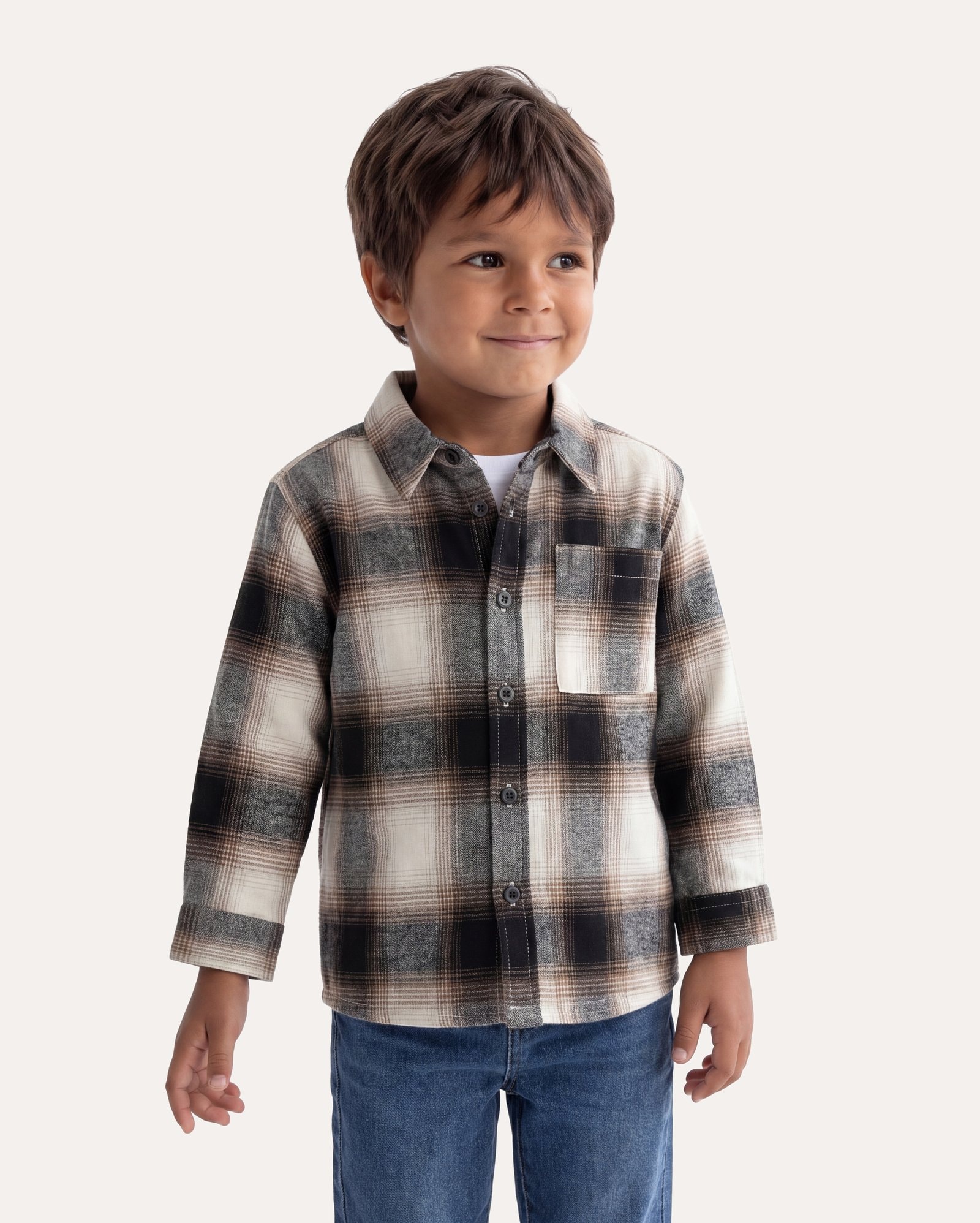 Camisa infantil de flanela xadrez 1-6A - multicor