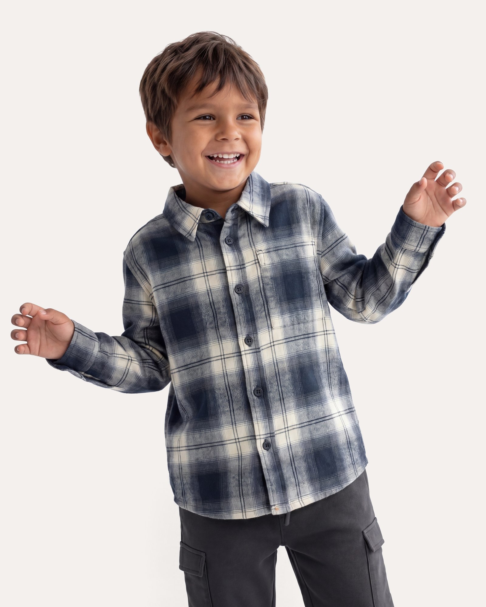 Camisa infantil de flanela xadrez 1-6A - multicor