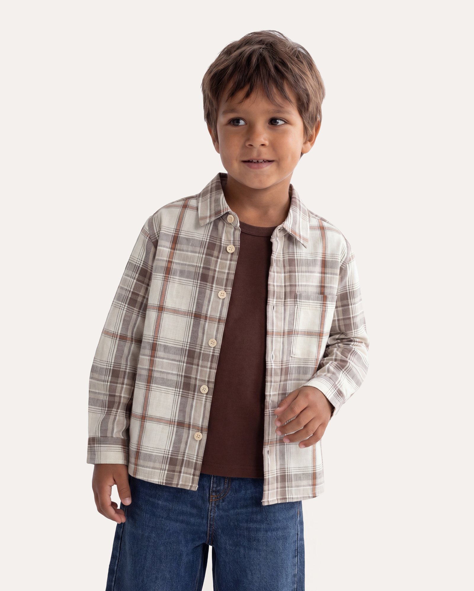 Camisa infantil reta xadrez 1-6A - multicor