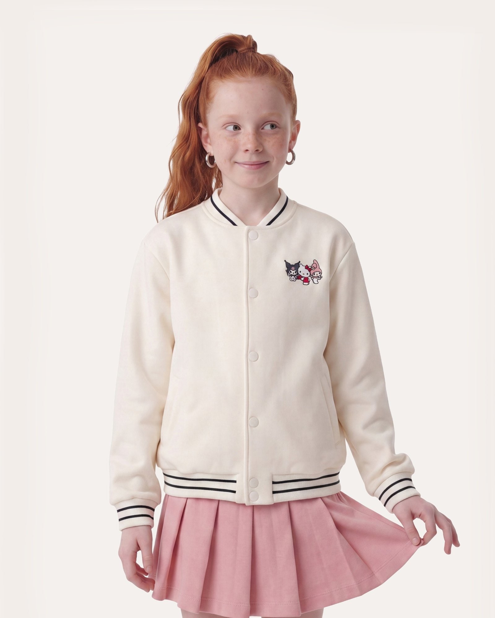 Jaqueta college infantil Hello Kitty com felpa 6-14A - off-white | Sanrio